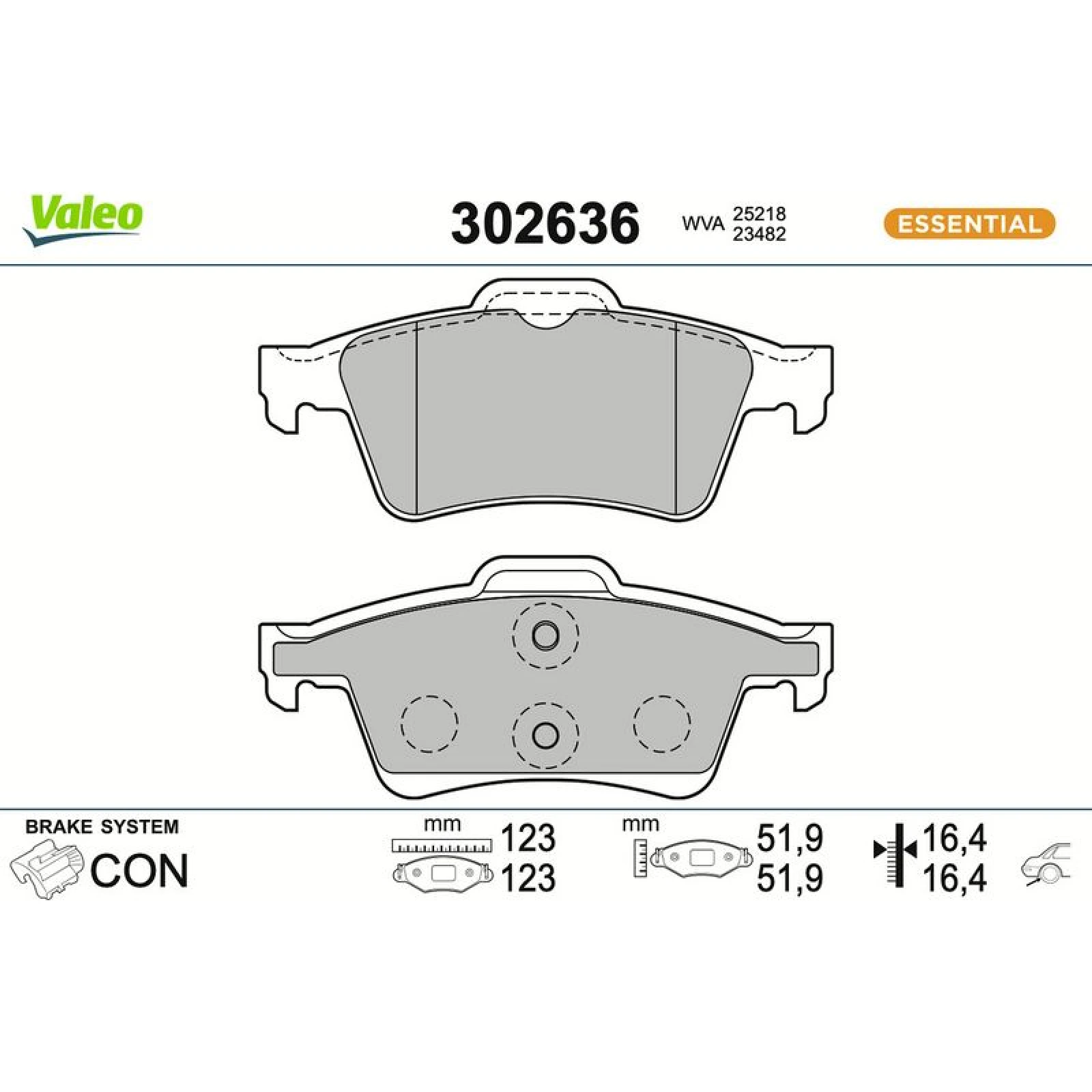 VALEO Bremsbeläge 302636