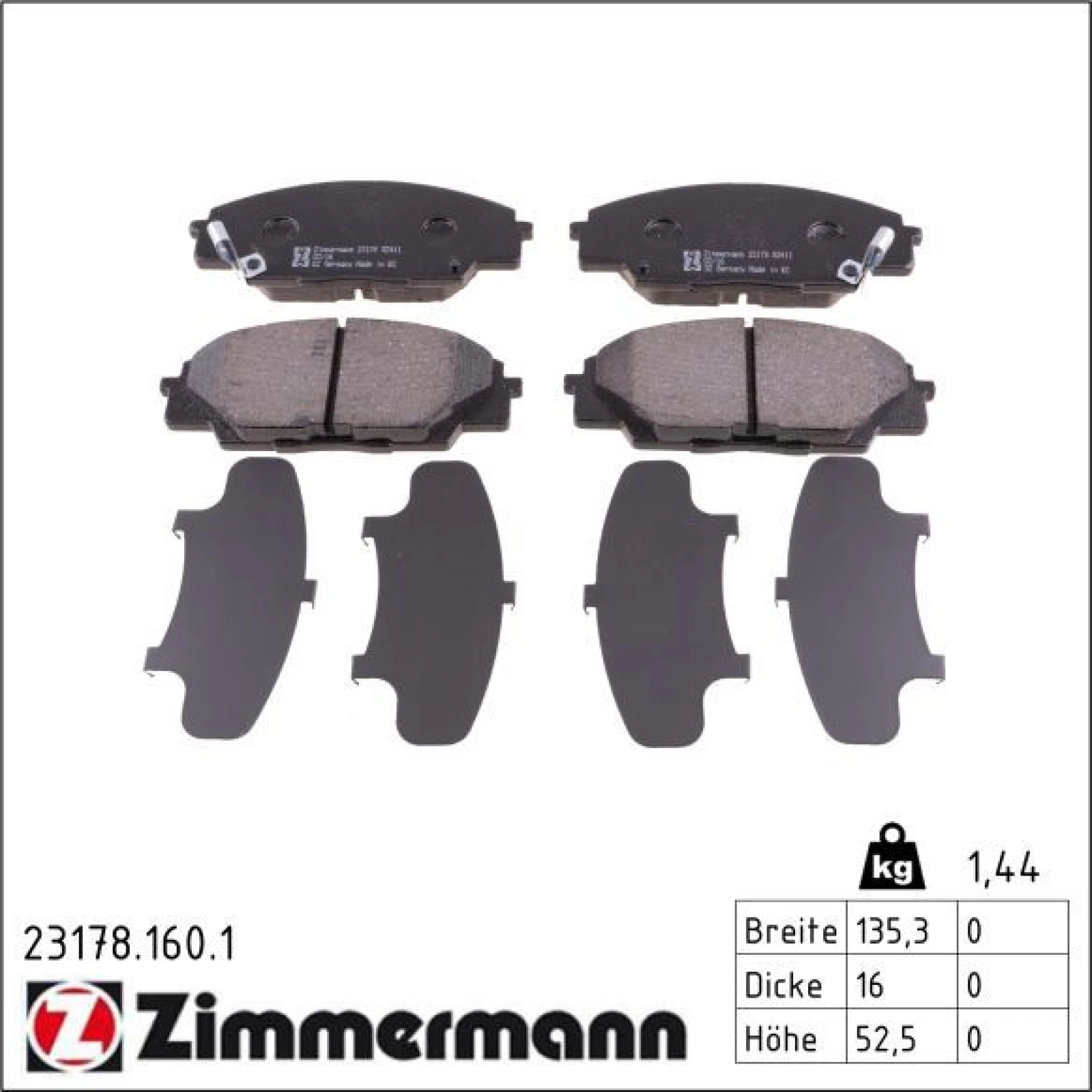 ZIMMERMANN Bremsbeläge 23178.160.1
