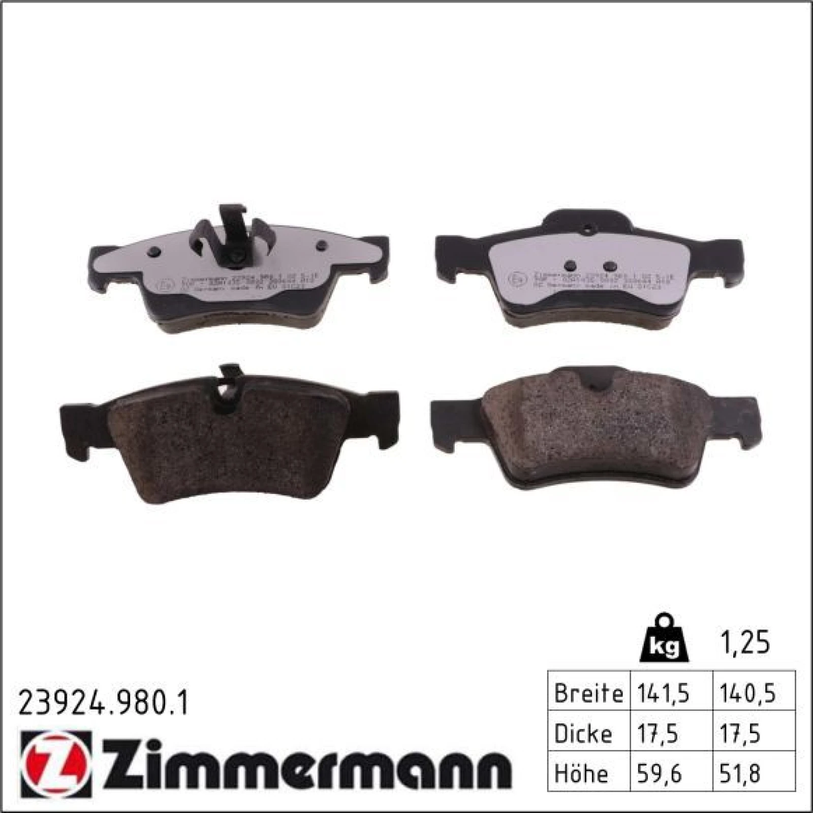 ZIMMERMANN Bremsbeläge 23924.980.1