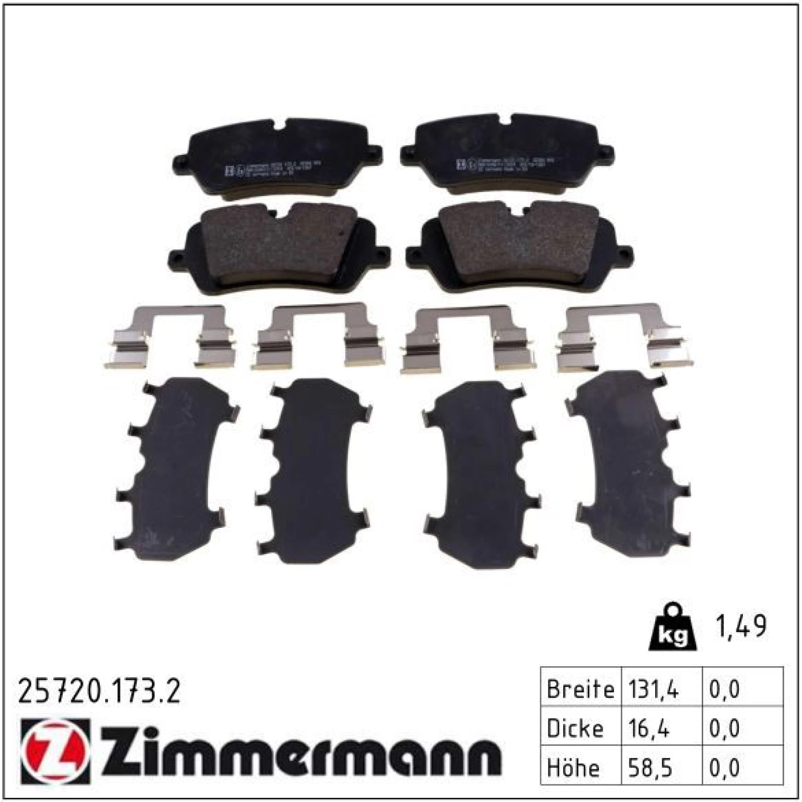 ZIMMERMANN Bremsbeläge 25720.173.2