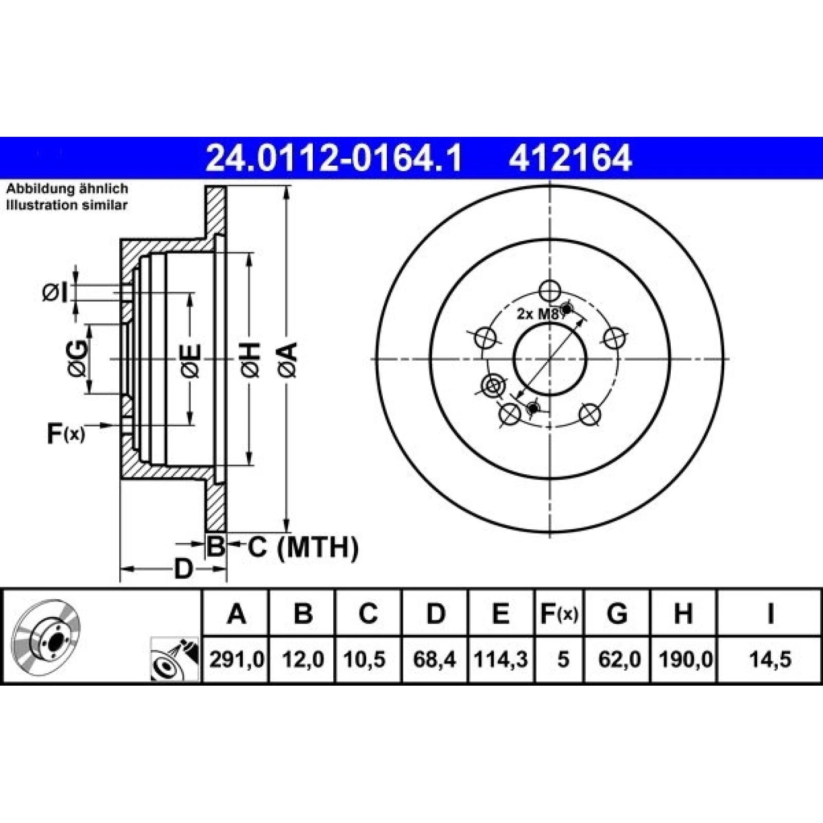 Bremsscheibe Toyota T. Avensis/Previa 2,0-2,4 00-09 24.0112-0164.1