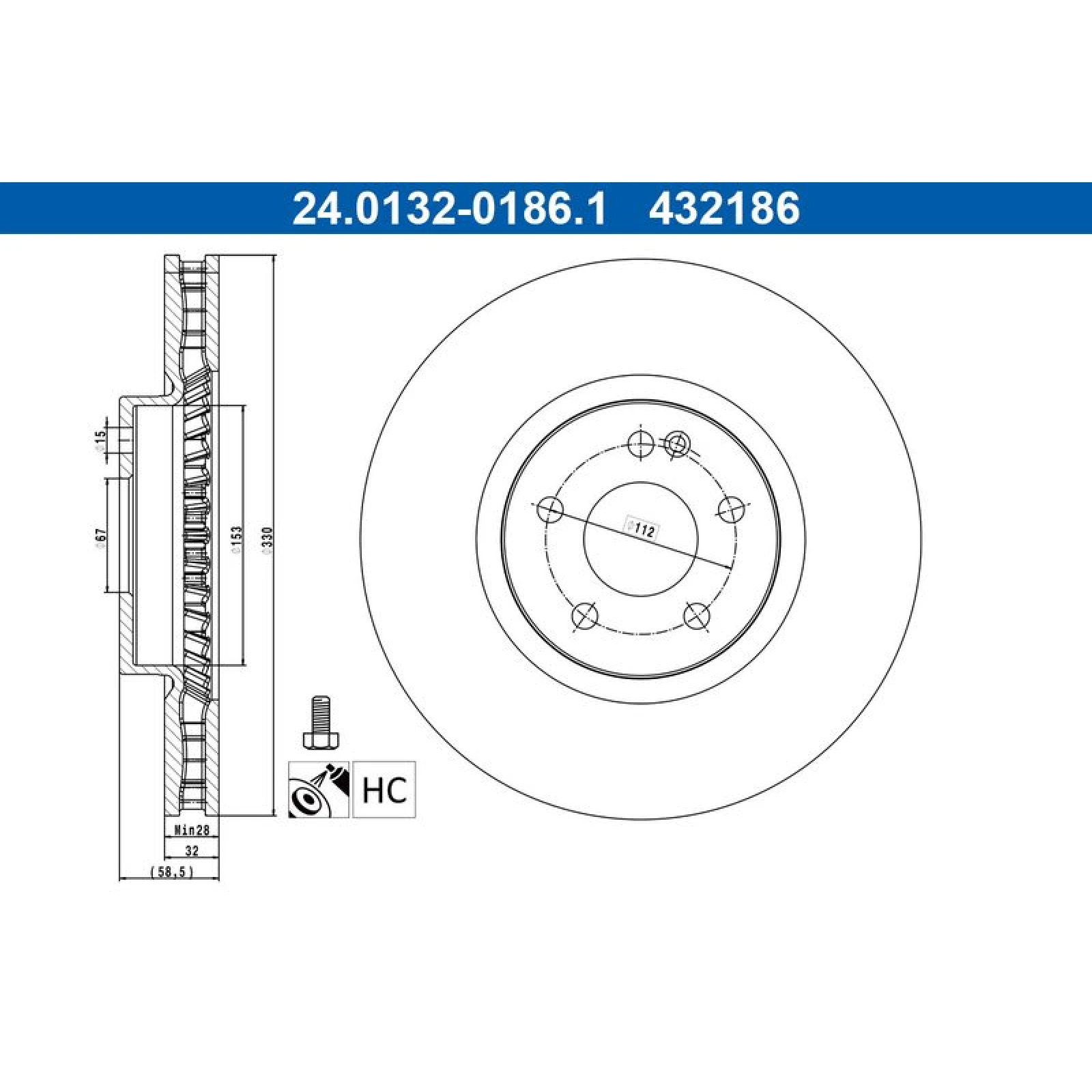 Ate Bremsscheibe 24.0132-0186.1