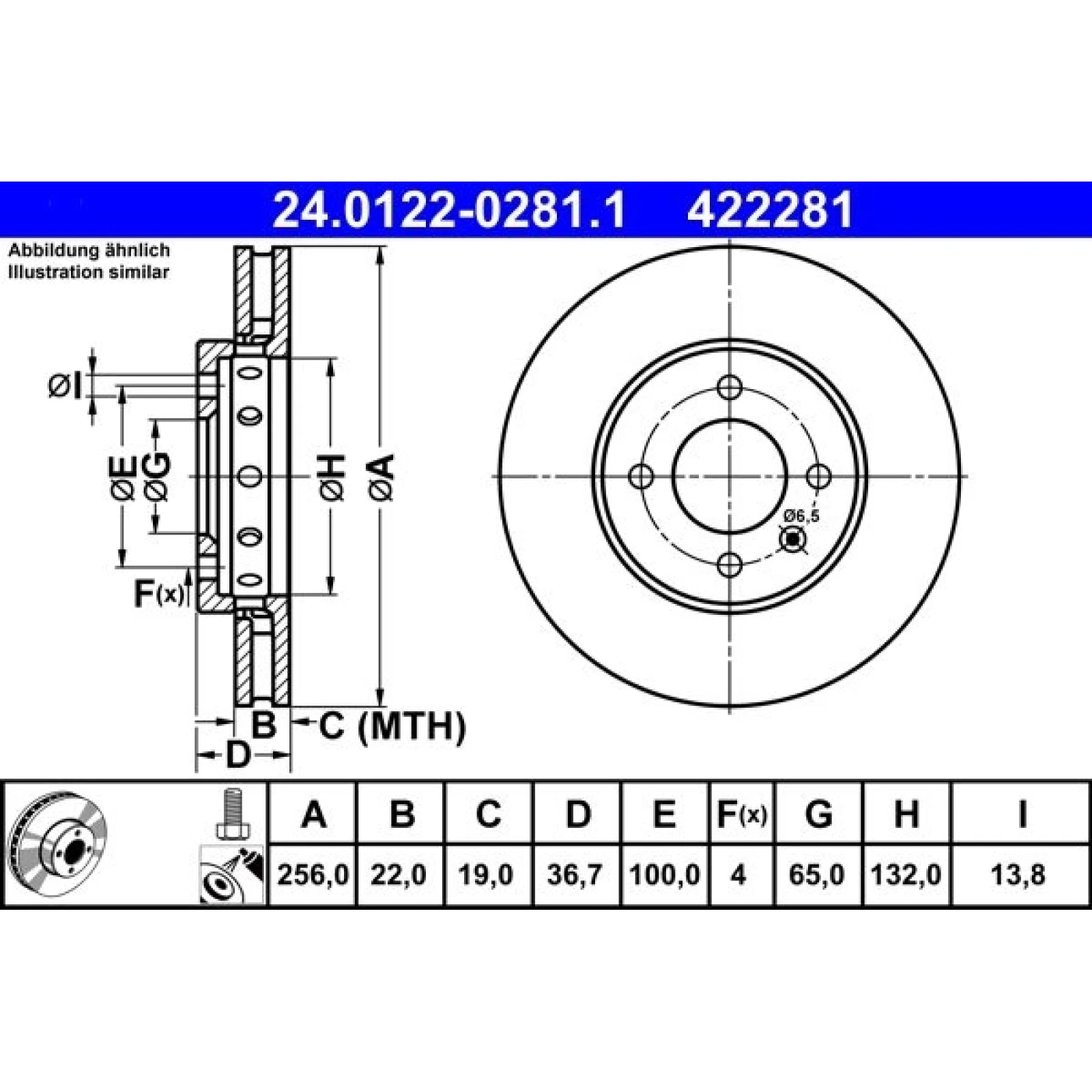 Bremsscheibe Vw P. Up/Skoda Citigo 11 24.0122-0281.1