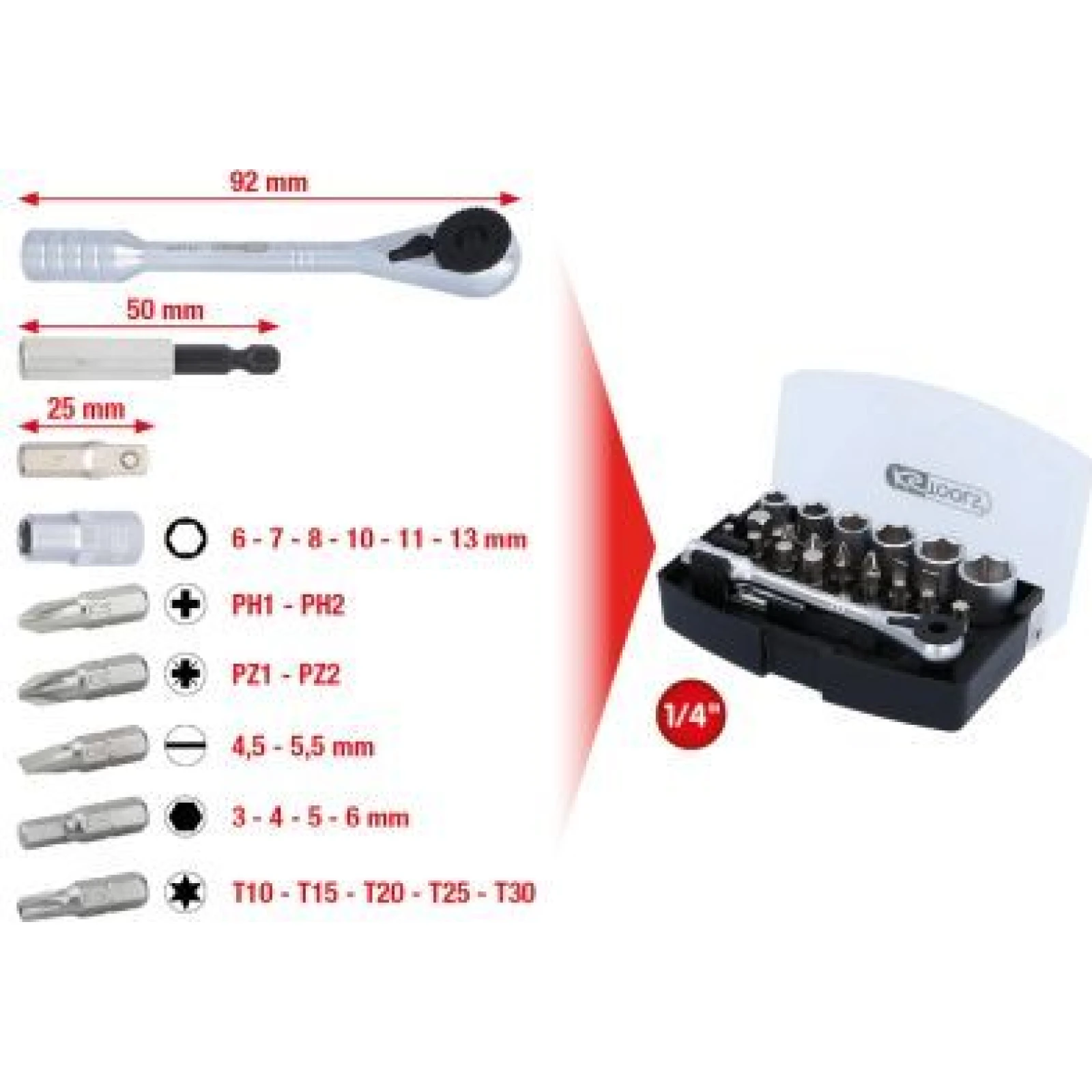 KS TOOLS Bitsatz 1/4 , 24-teilig 911.2010