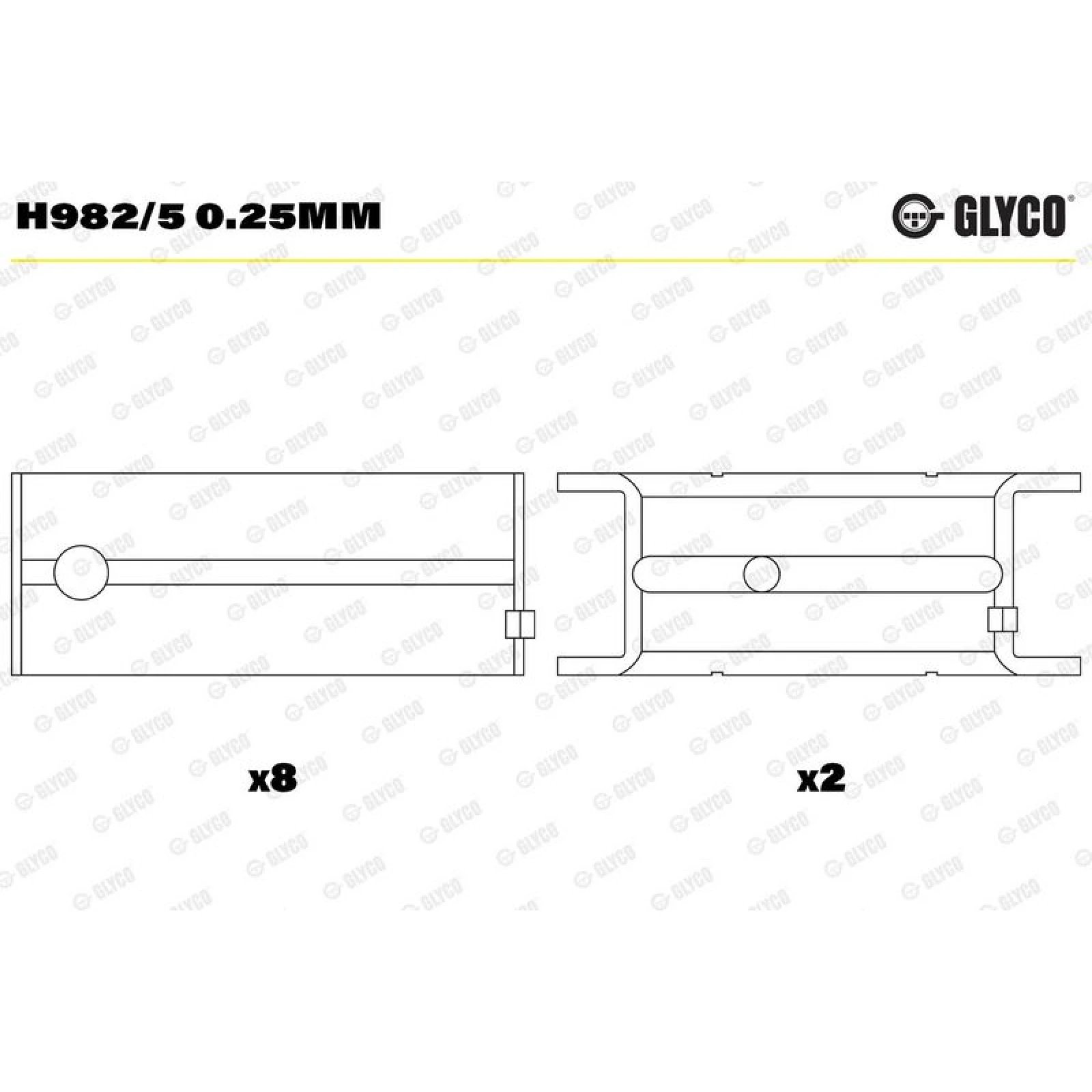 GLYCO Kurbelwellenlager H982/5 0.25mm