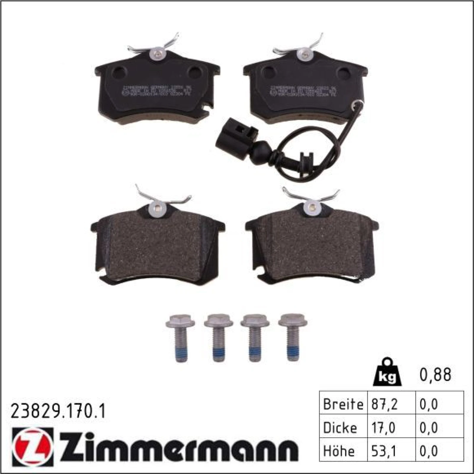ZIMMERMANN Bremsbeläge 23829.170.1