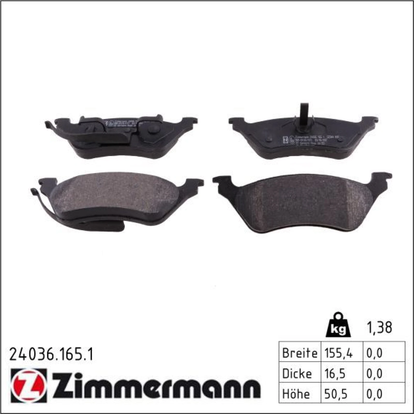 ZIMMERMANN Bremsbeläge 24036.165.1