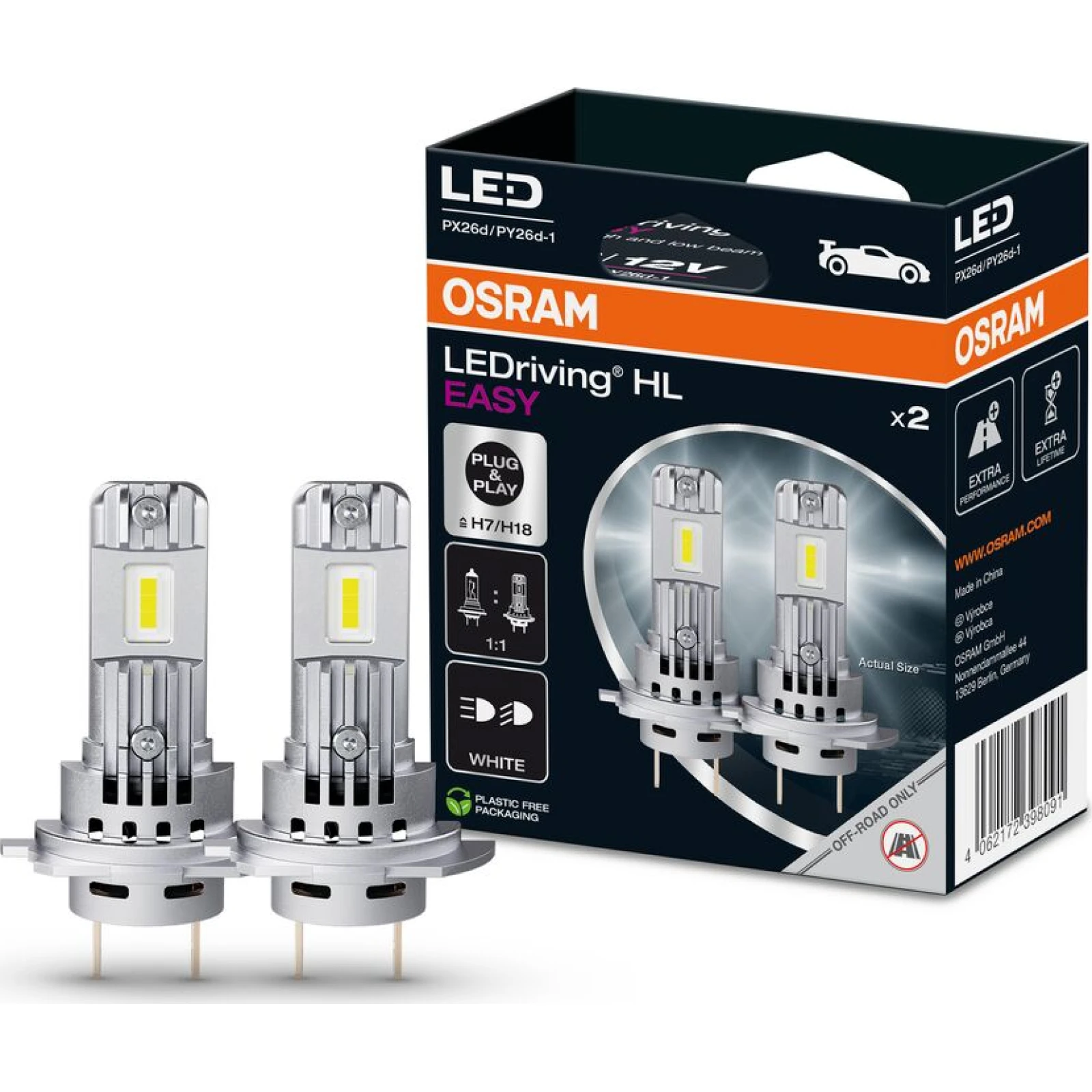 OSRAM LEDriving HL EASY H7/H18 12V 16.2W PX26d/PY26d-1 6500K Weiß