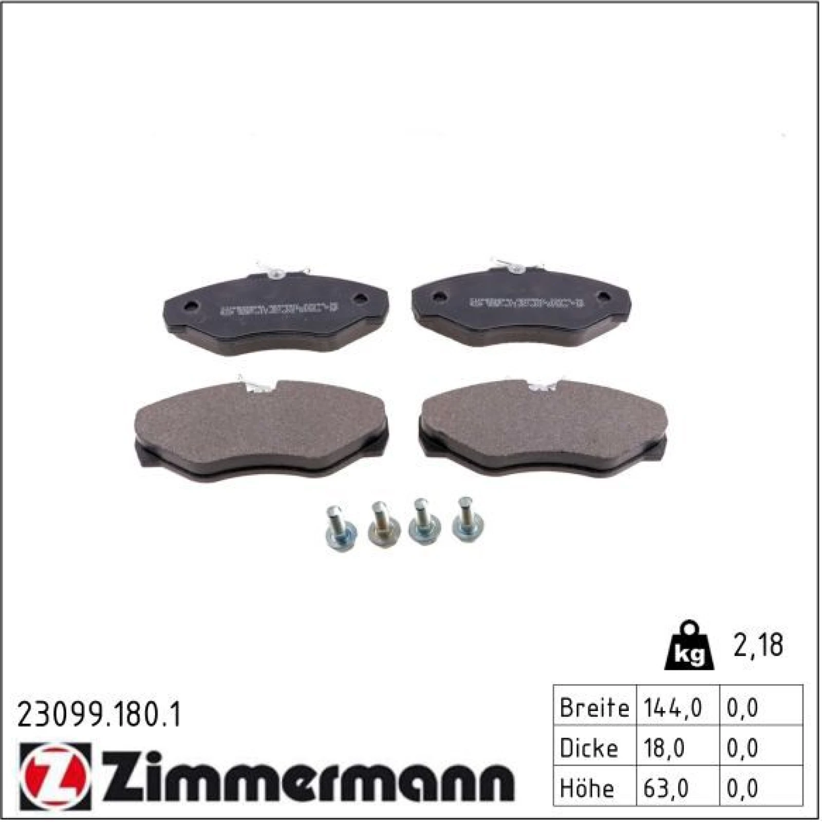 ZIMMERMANN Bremsbeläge 23099.180.1