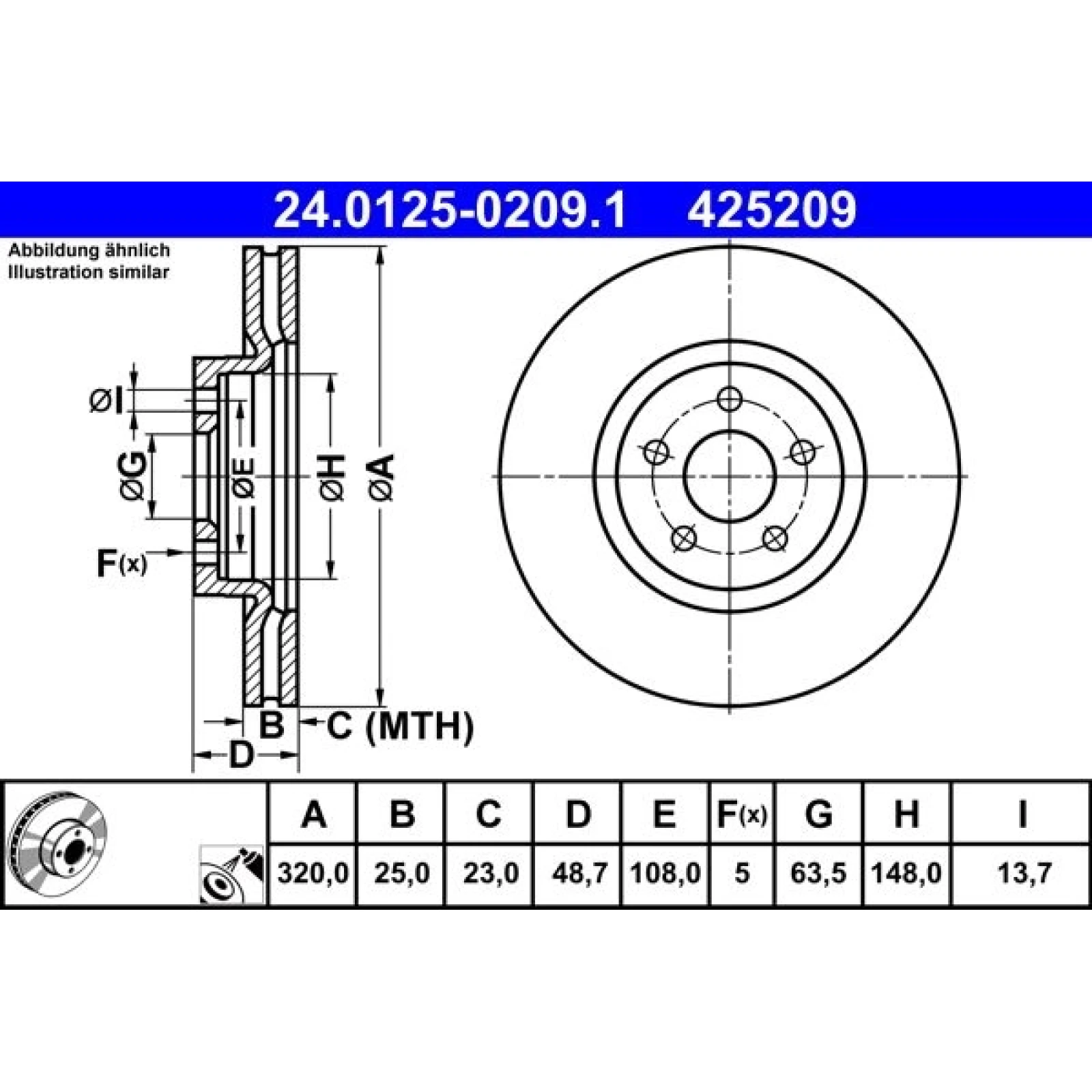 Bremsscheibe Ford P. Focus/Kuga/Transit 1.5-2.0 Tdci 12 24.0125-0209.1