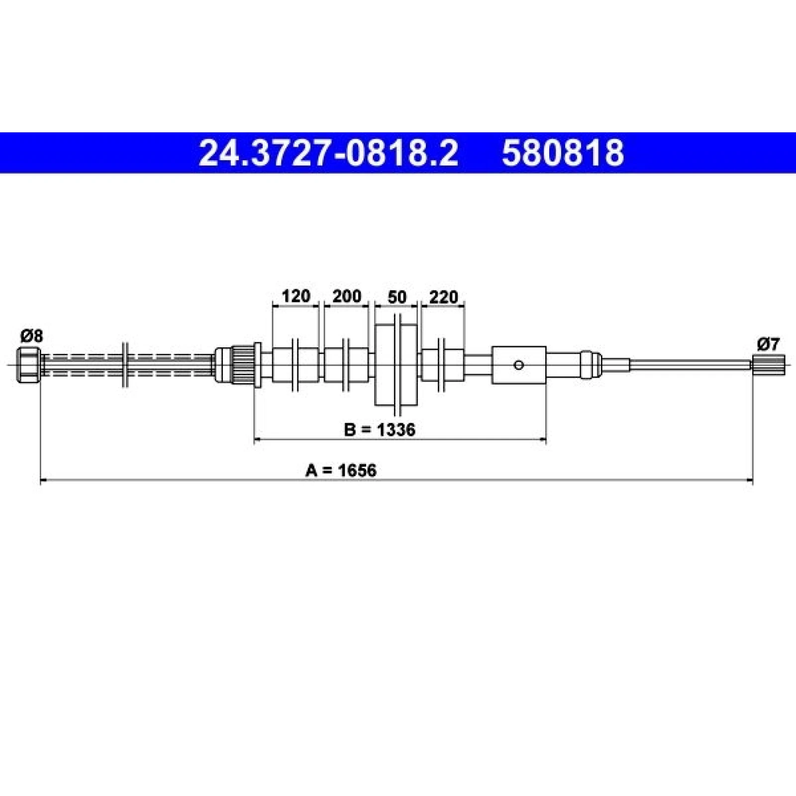 ATE Handbremsseil Seilzug Festellbremse 24.3727-0818.2