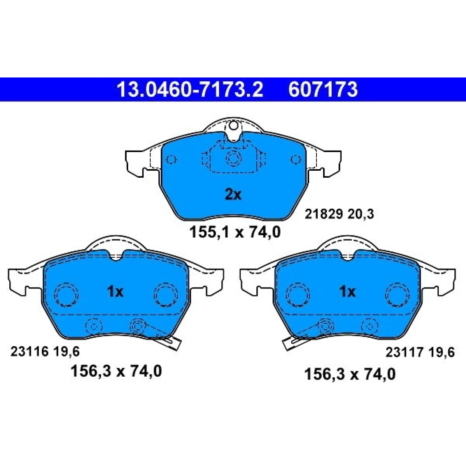 Bremsbelagsatz Opel P. Astra/Zafira 2.0 99-05 Mit Sensor 13.0460-7173.2