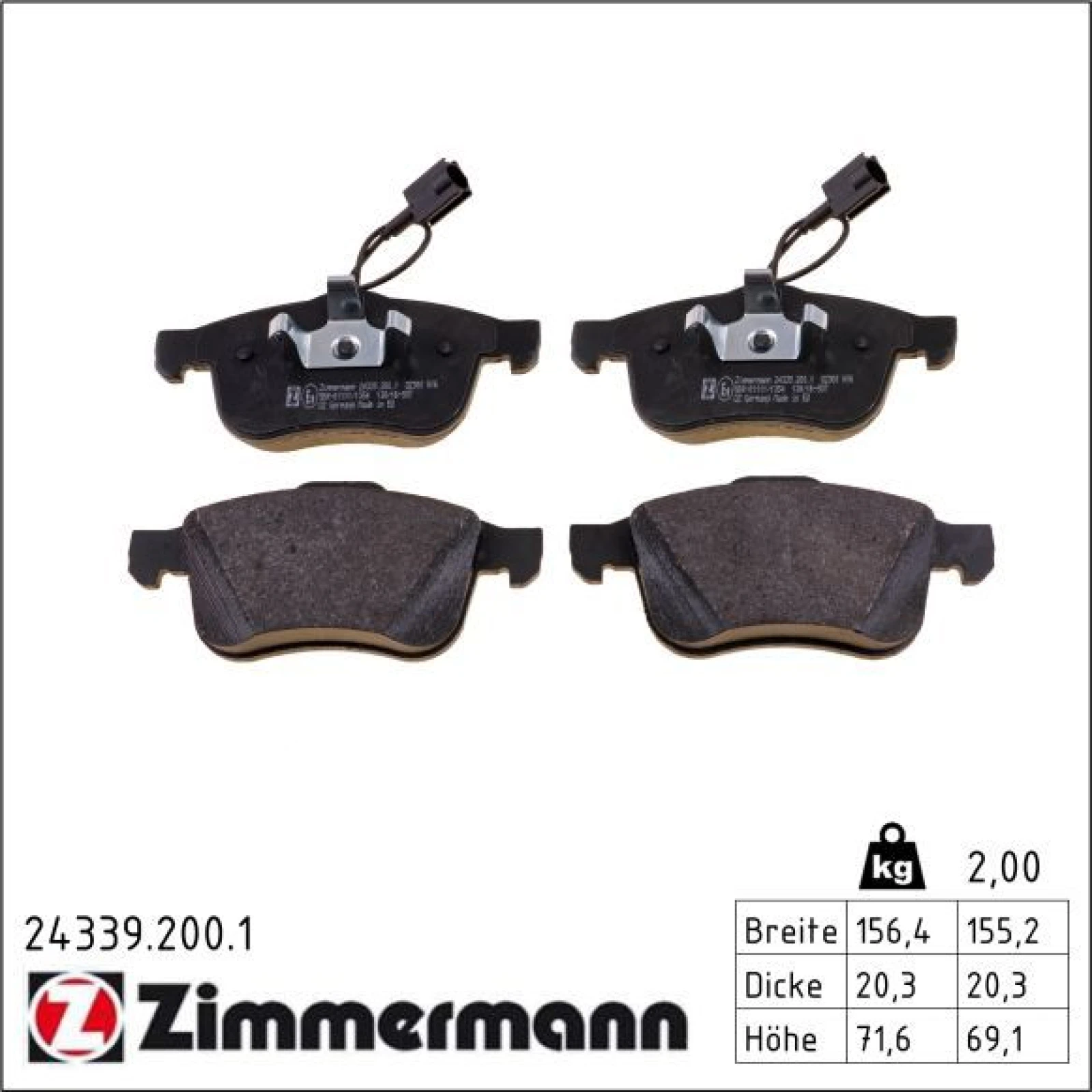 ZIMMERMANN Bremsbeläge 24339.200.1