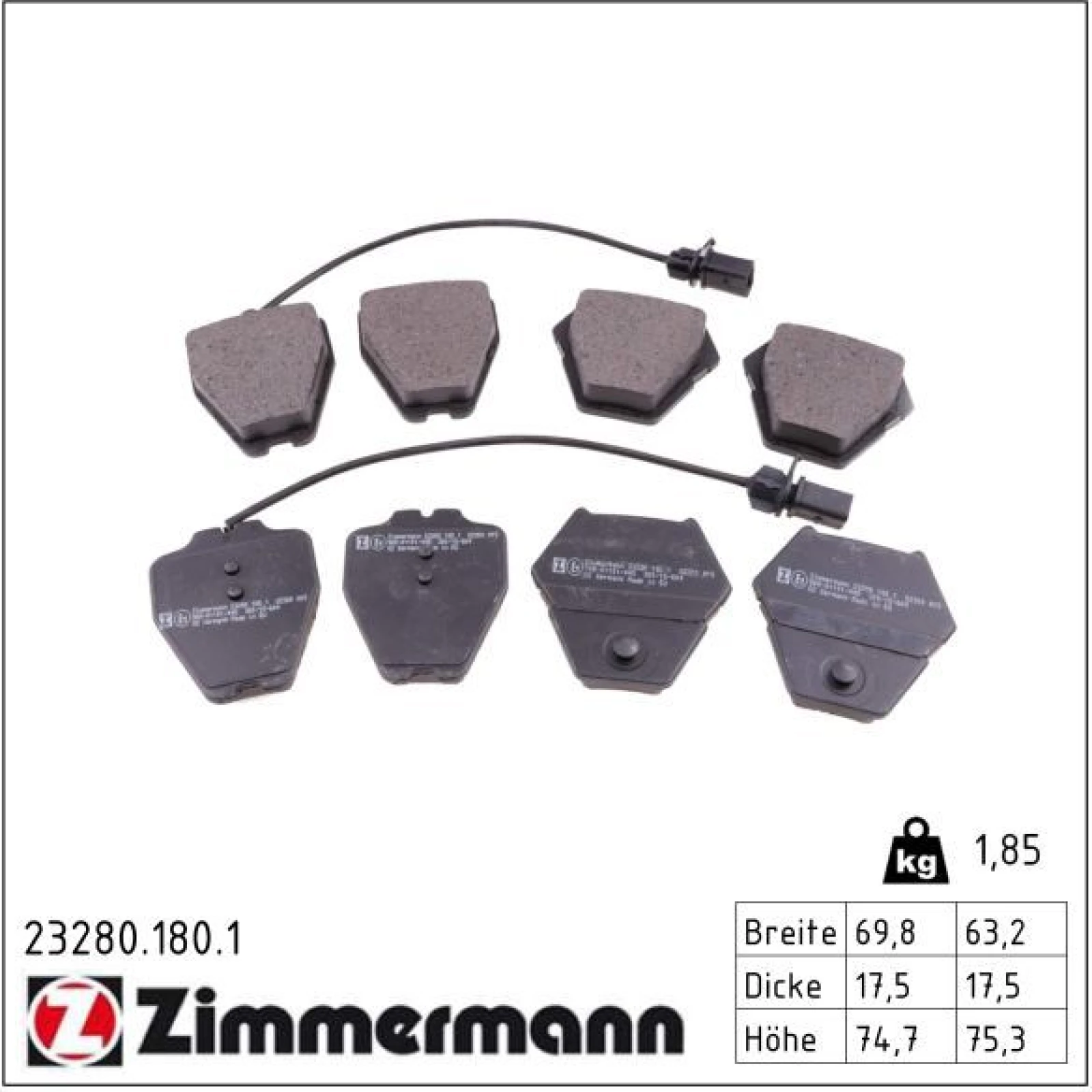 ZIMMERMANN Bremsbeläge 23280.180.1