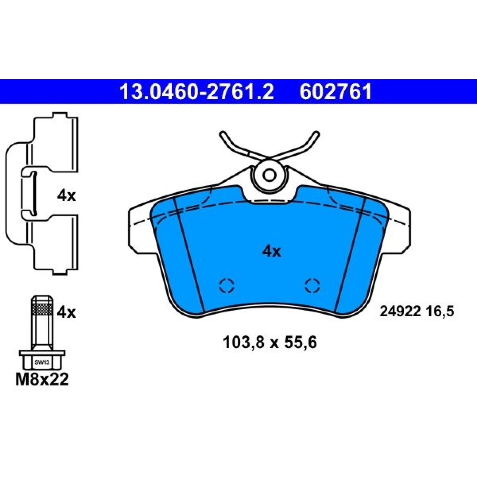Bremsbelagsatz Citroen T. C4/Ds4/Ds5 1.6-2.0 Hdi 09 13.0460-2761.2