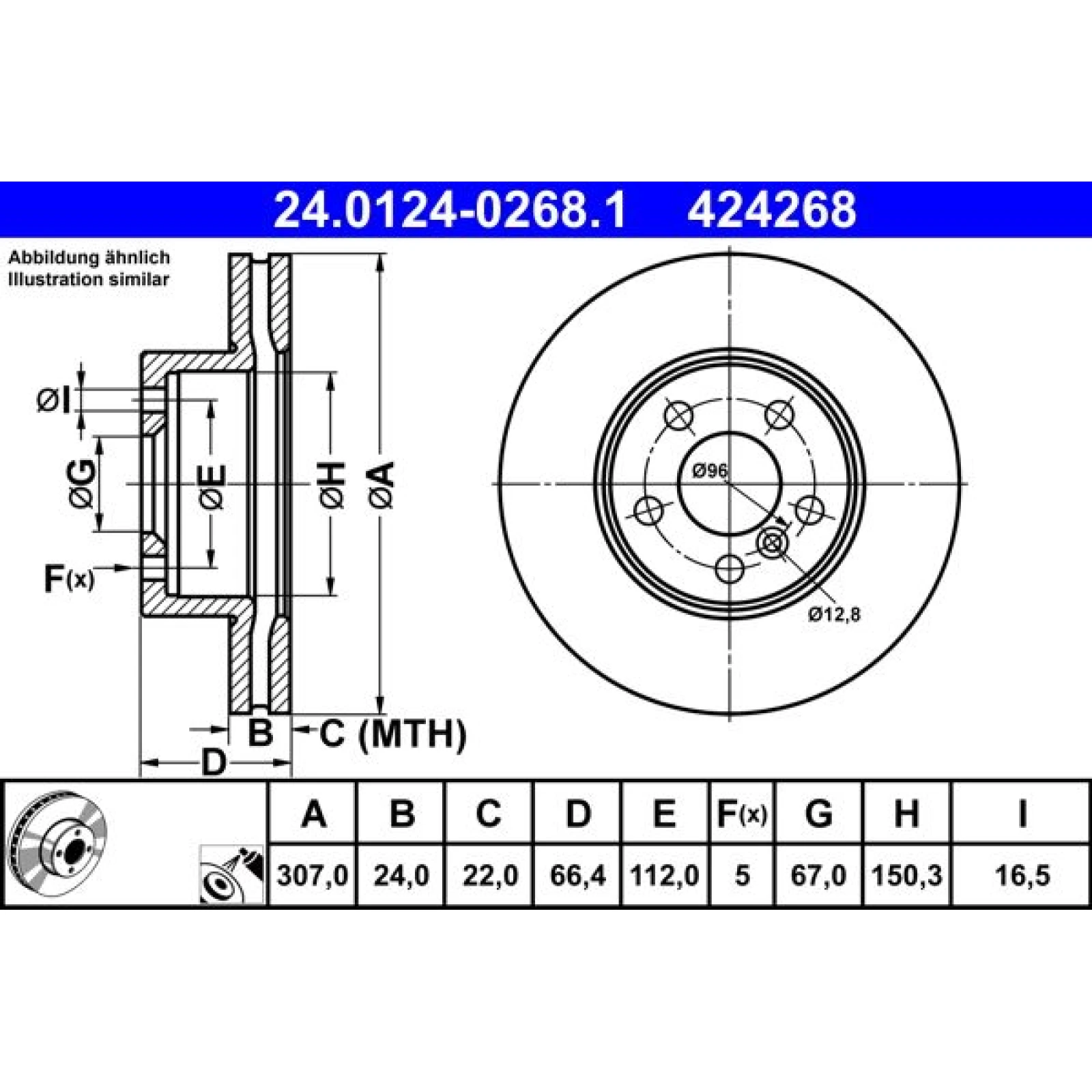 ATE Bremsscheibe 24.0124-0268.1