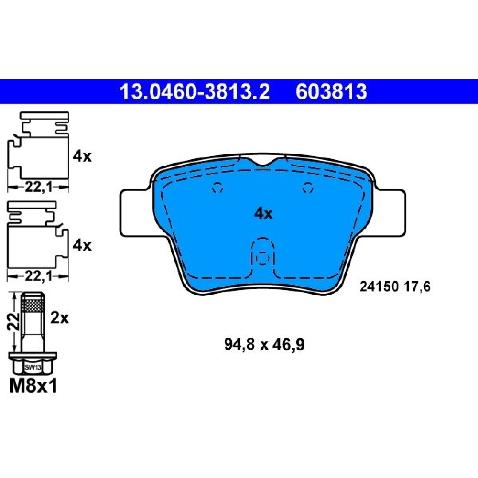 Bremsbelagsatz Citroen T. C4 1,4-2,0 04-11 13.0460-3813.2