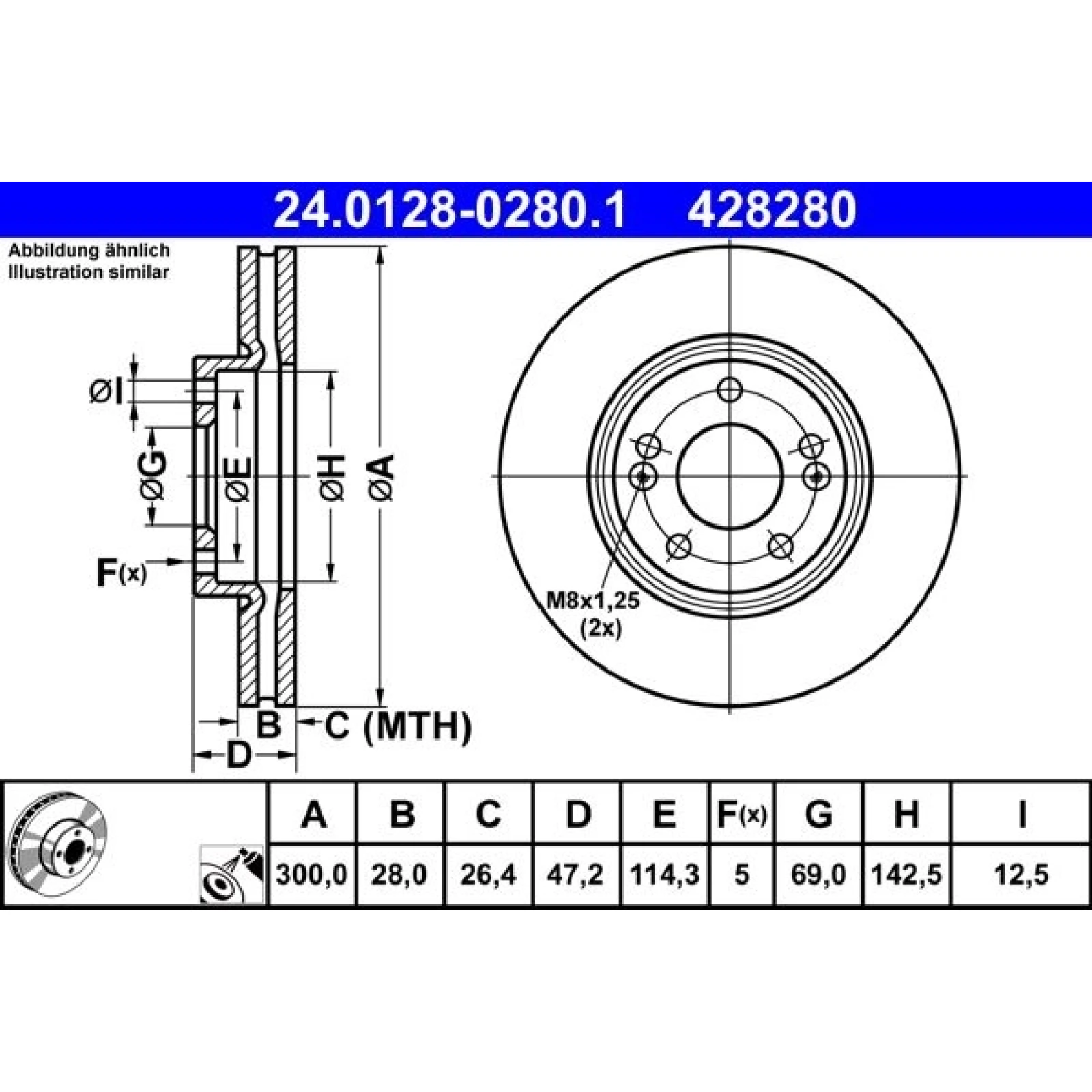Bremsscheibe Kia P. Sportage 2.0-2.7 4Wd 04 24.0128-0280.1