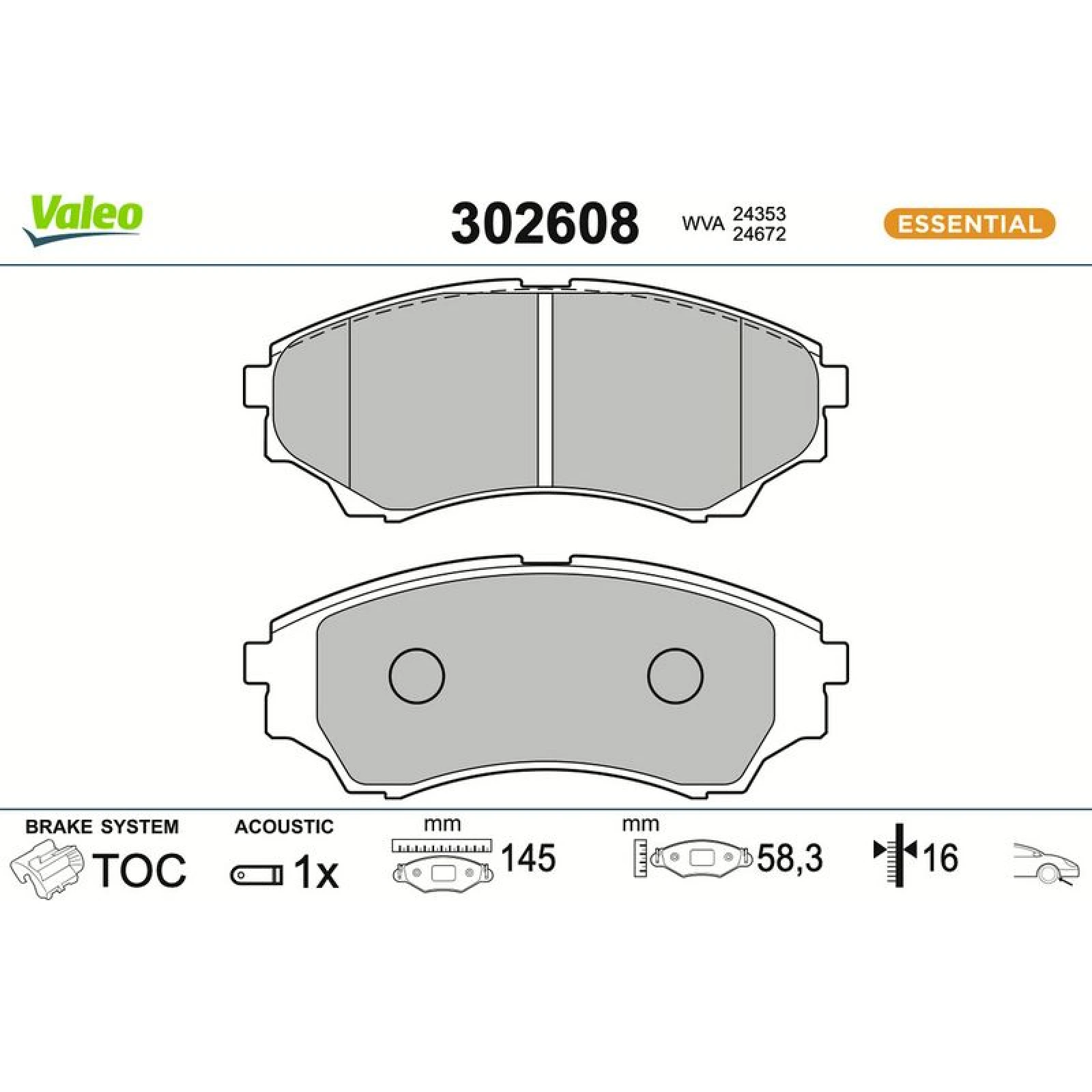 VALEO Bremsbeläge 302608