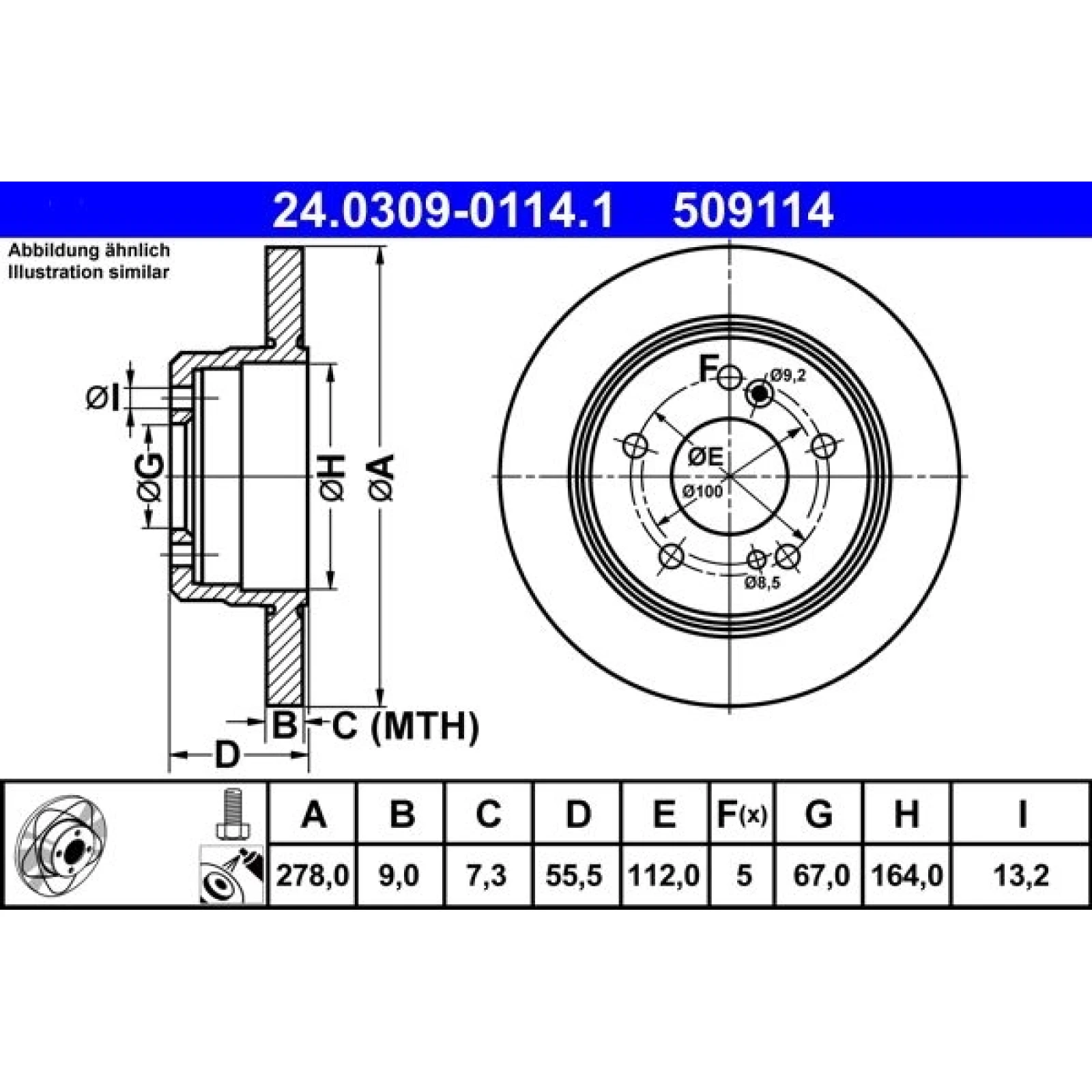 Bremsscheibe Db T. W202/203/W210/W124 95-07 Power Disc 24.0309-0114.1
