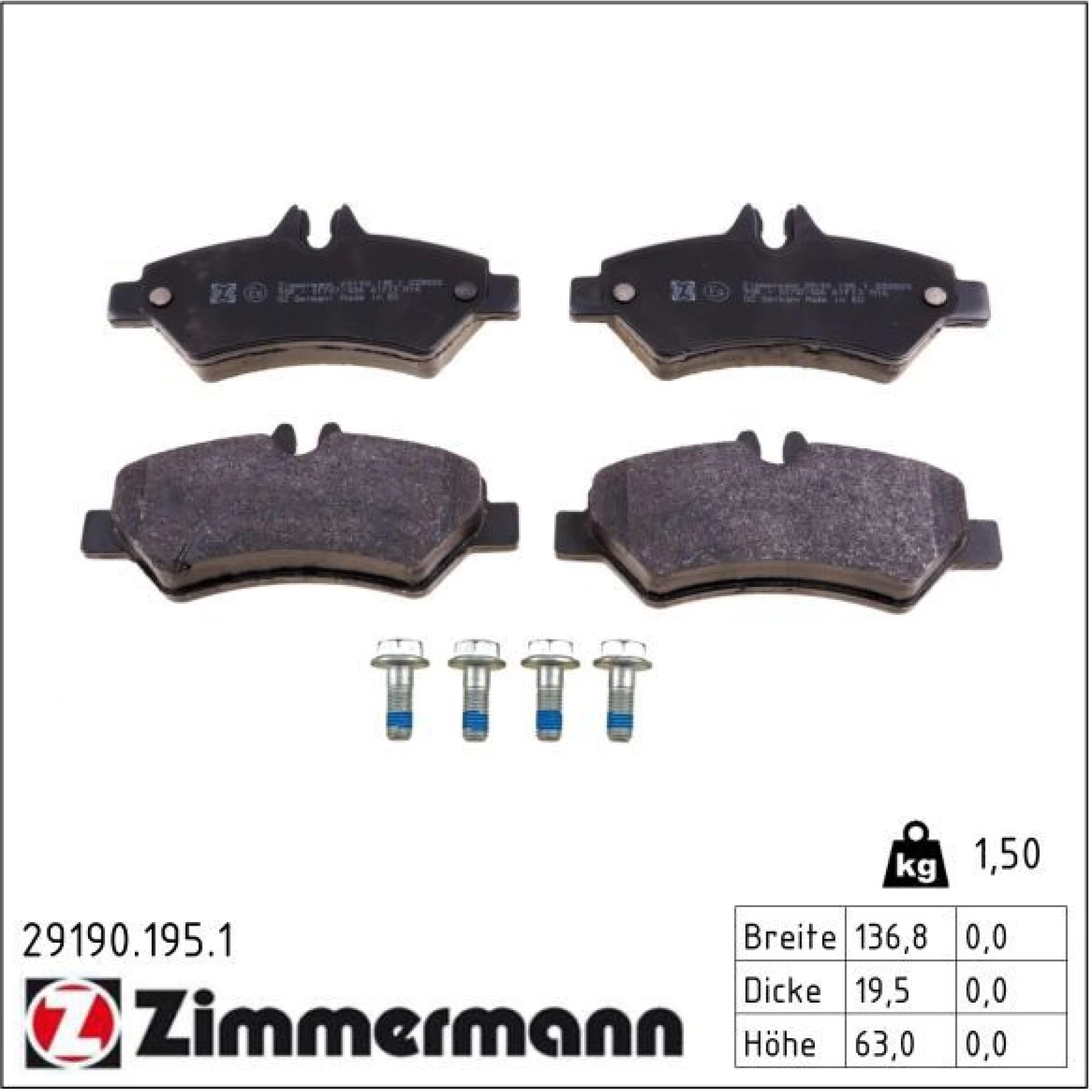 ZIMMERMANN Bremsbeläge 29190.195.1