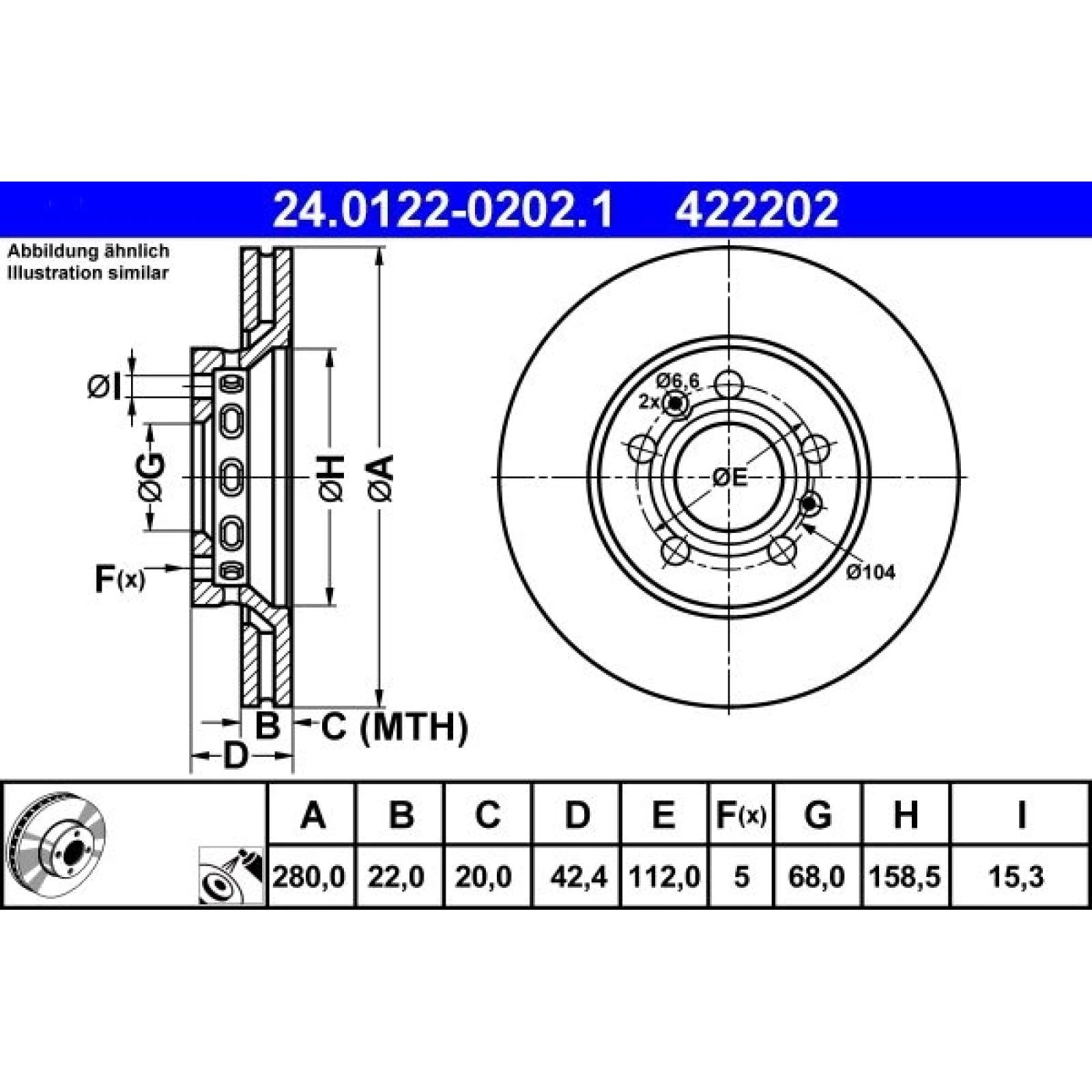 Bremsscheibe Audi T. A8 2.8-6.0 Quattro 02-10 24.0122-0202.1