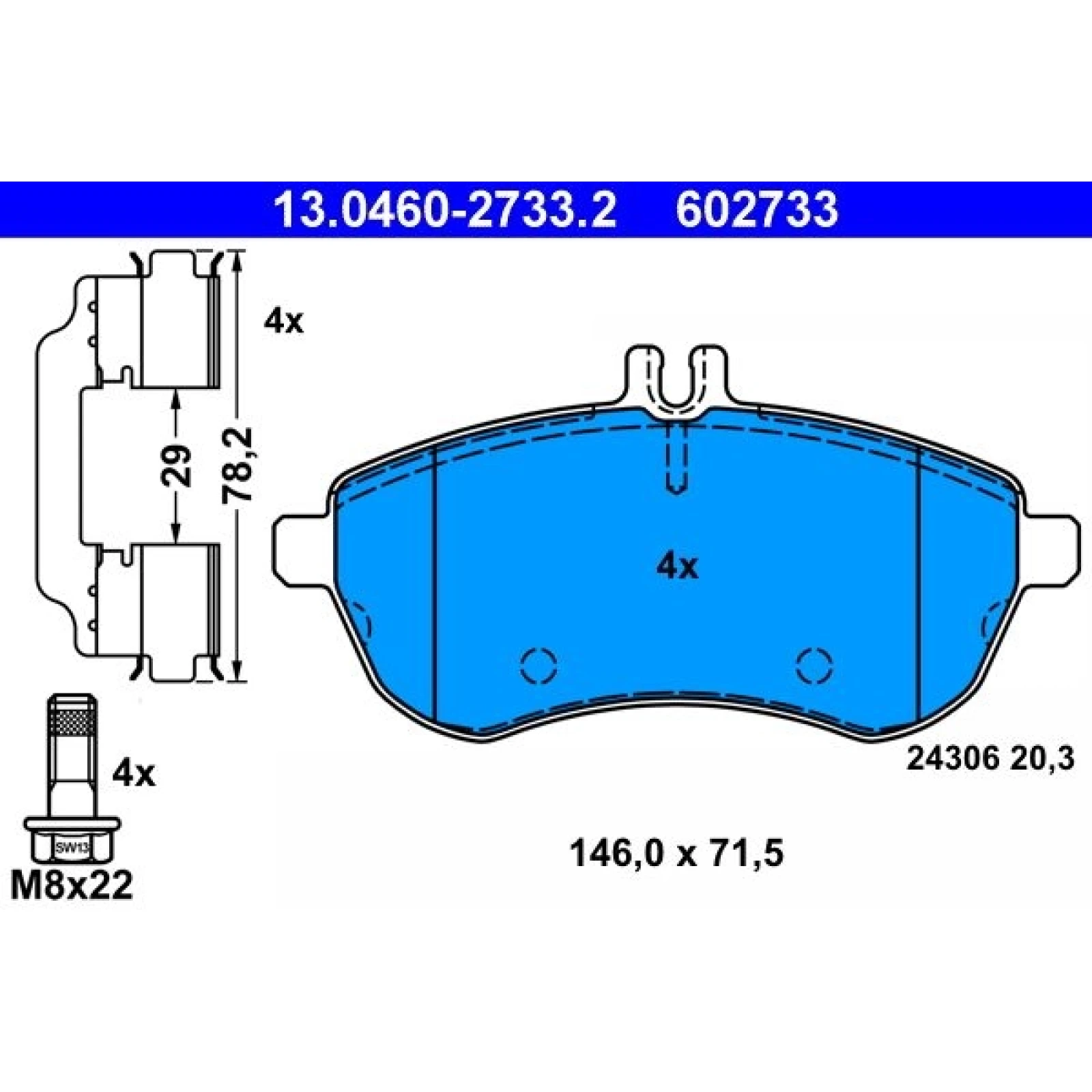 Bremsbelagsatz Db P. W204 C180-300 Ohne Sport 13.0460-2733.2