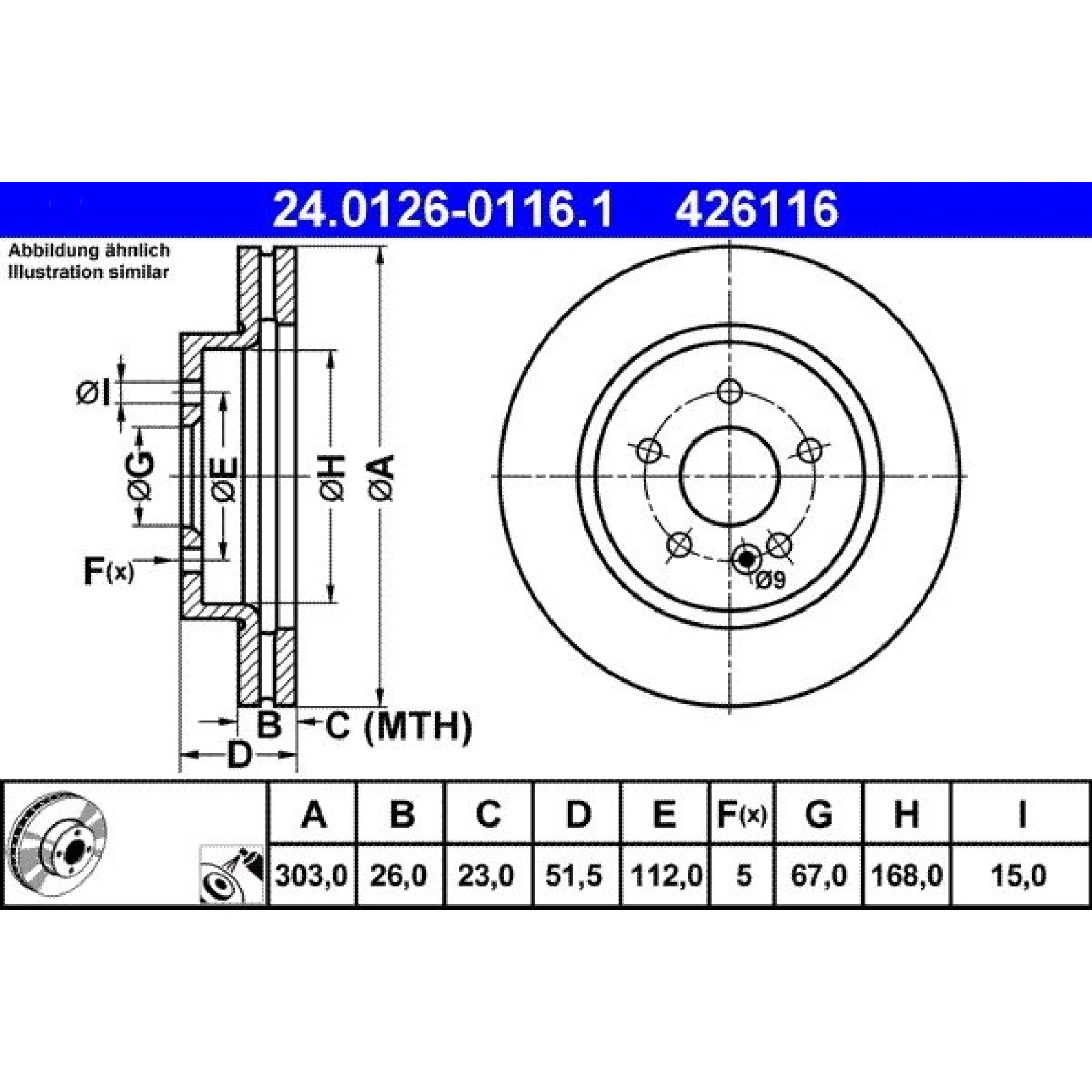 Bremsscheibe Db P. W163 2.3-4.3 98-05 24.0126-0116.1