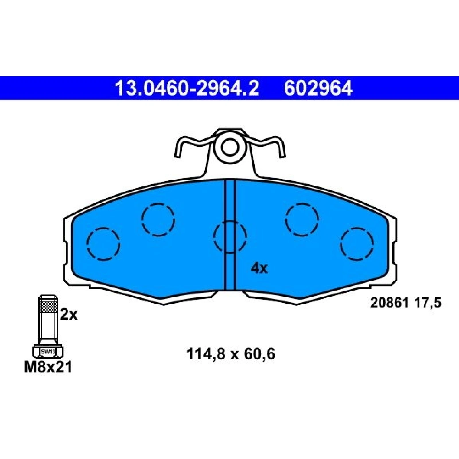 Bremsbelagsatz Skoda P. Favorit/Felicia 89-02 13.0460-2964.2