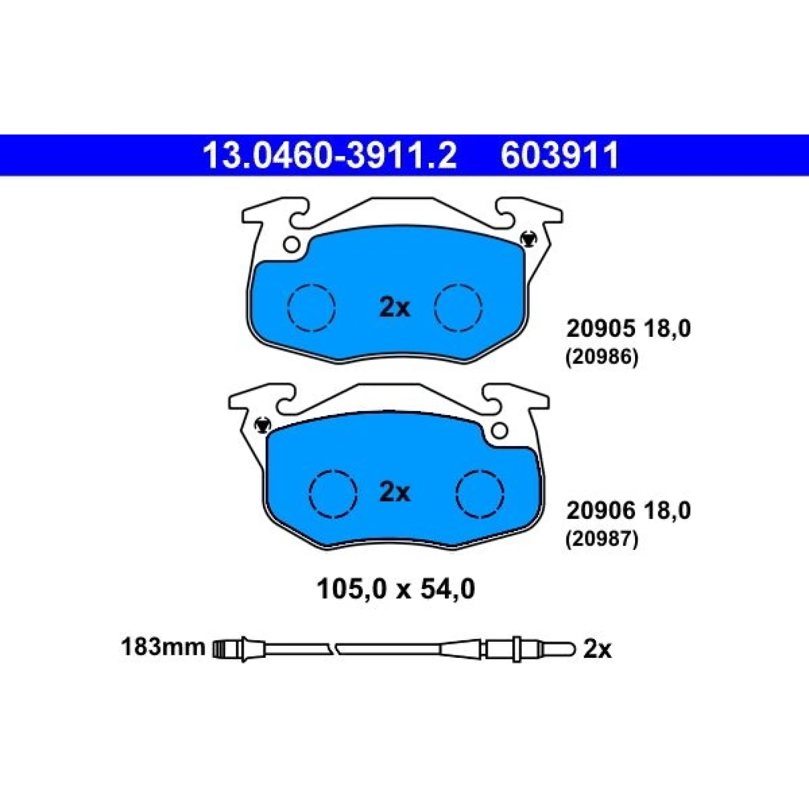 Bremsbelagsatz Renault P. Clio/Espace/Rapid 84-98 13.0460-3911.2