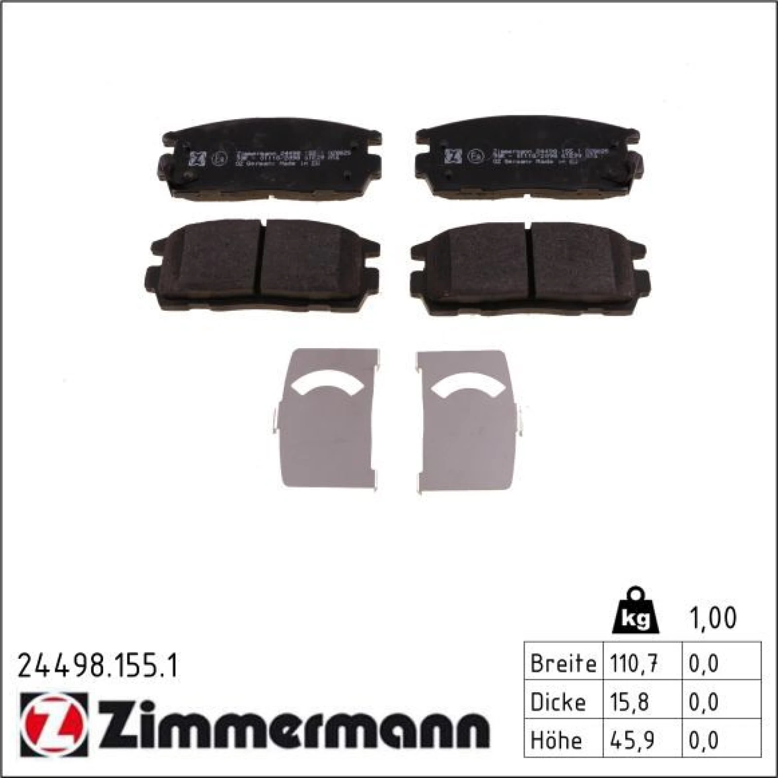 ZIMMERMANN Bremsbeläge 24498.155.1