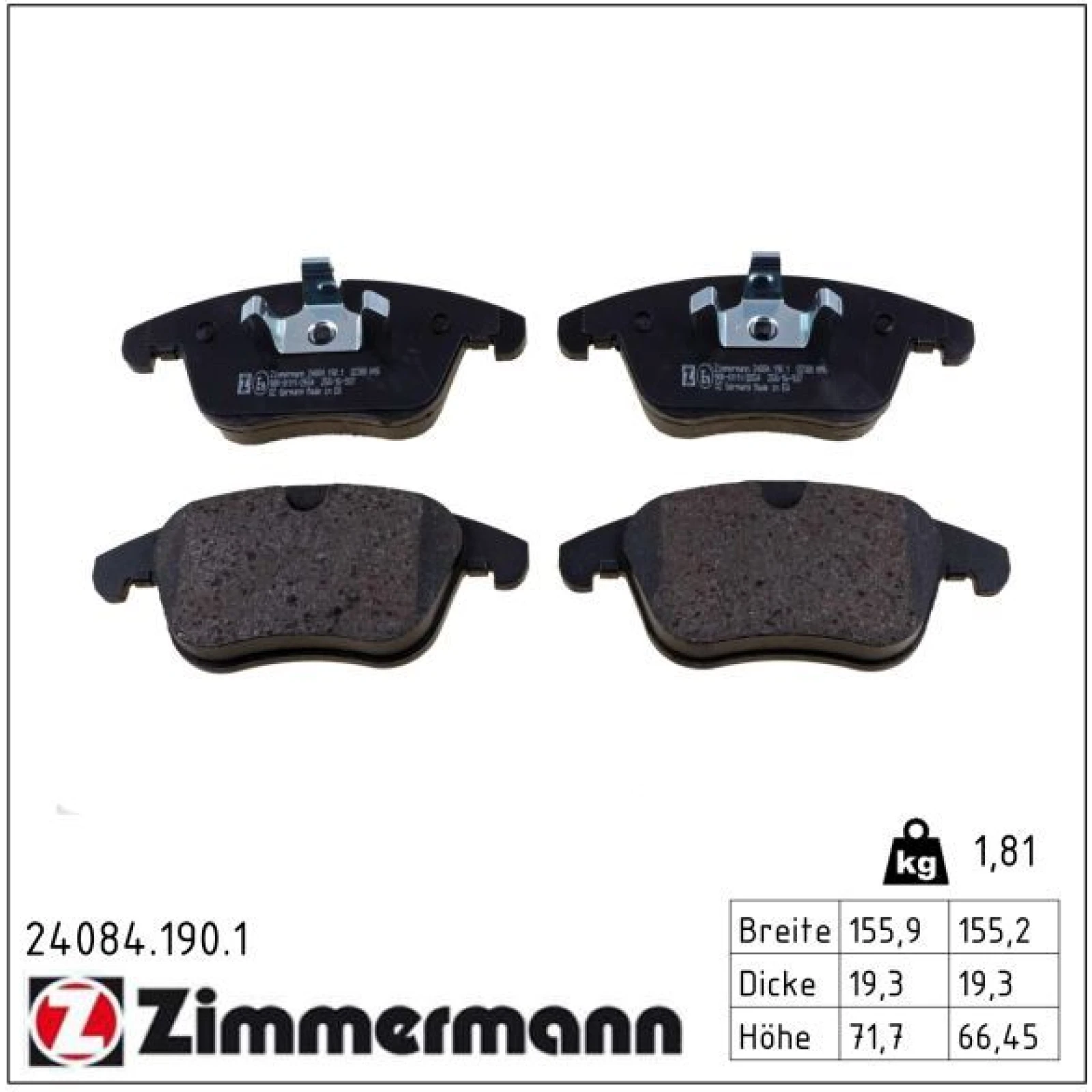 ZIMMERMANN Bremsbeläge 24084.190.1