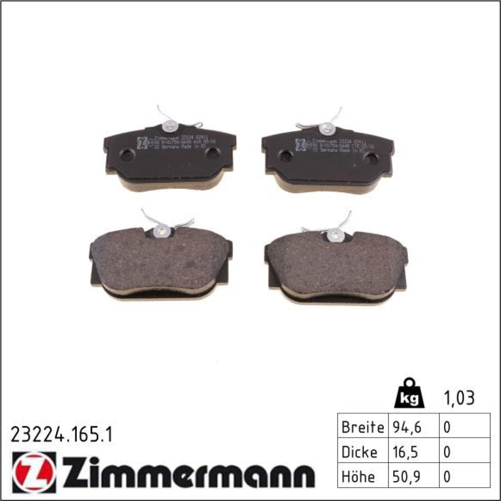 ZIMMERMANN Bremsbeläge 23224.165.1