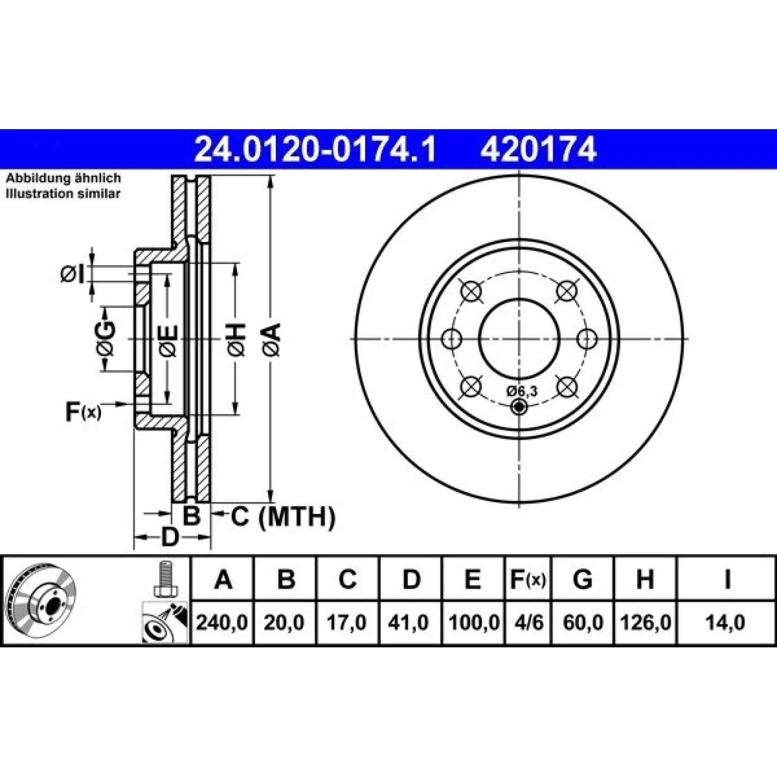 Bremsscheibe Opel P. Corsa 1.0-1.2/1.7 D 00-06 24.0120-0174.1