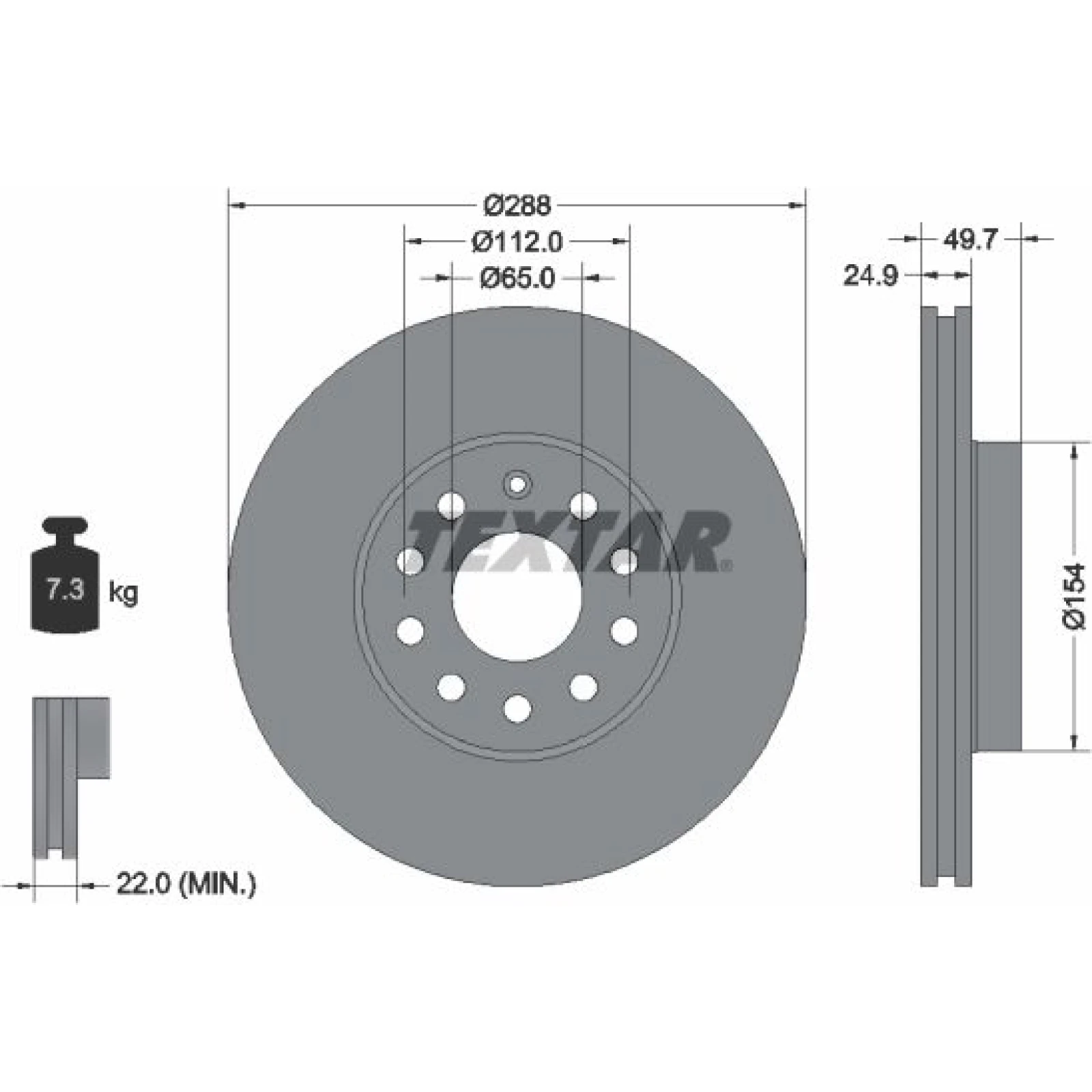 Bremsscheibe Vw P. Golf 5/A3/Octavia/Caddy/Touran 288X25Mm 92120805