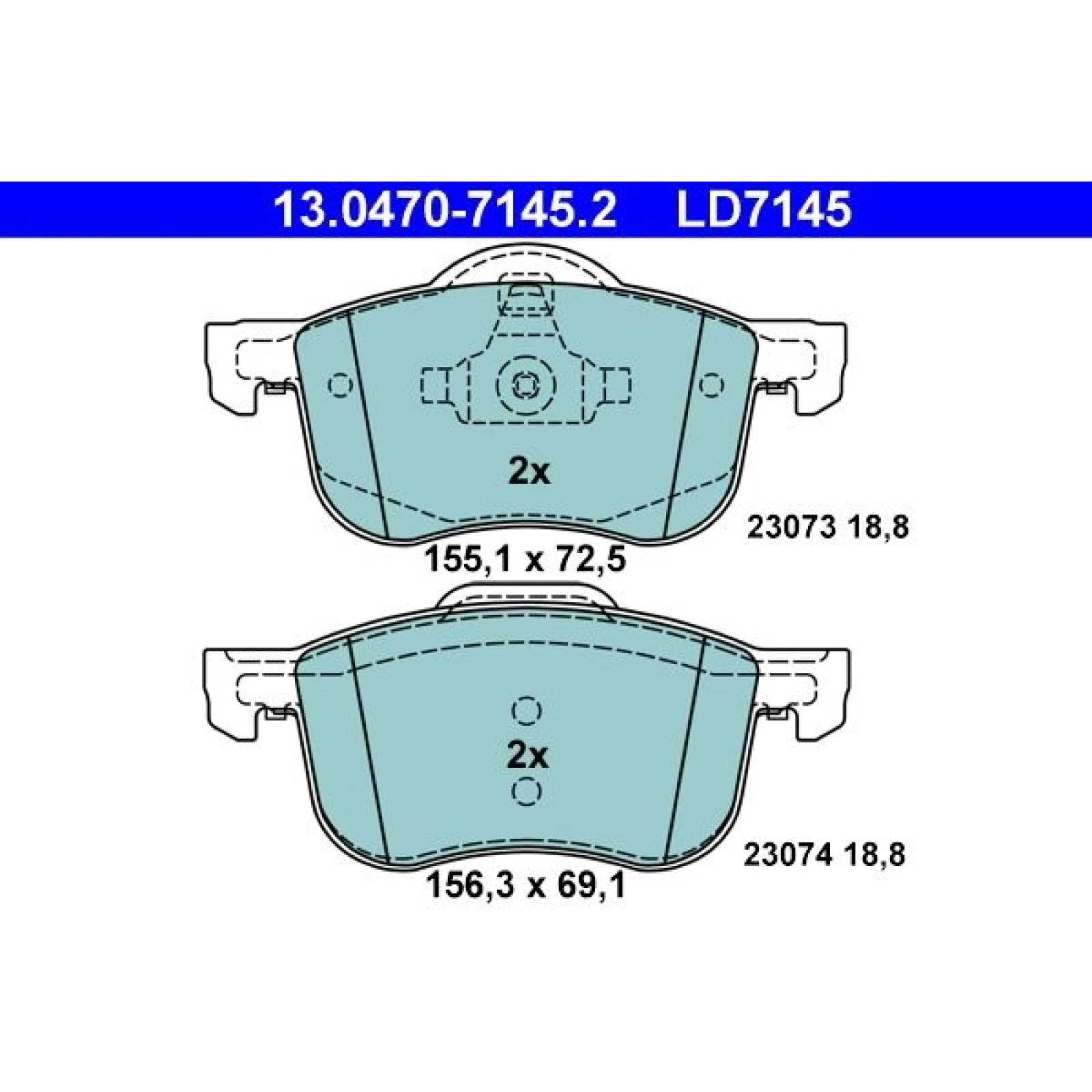 Bremsbelagsatz Volvo P. S60/S80/V70/Xc70 2,0-3,0 98-10 Keramik 13.0470-7145.2
