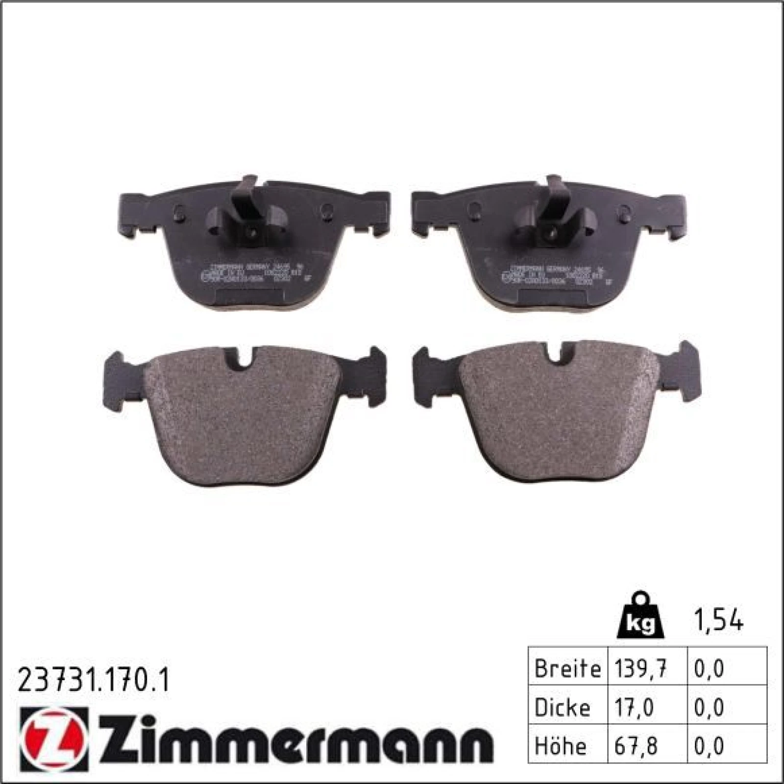 ZIMMERMANN Bremsbeläge 23731.170.1