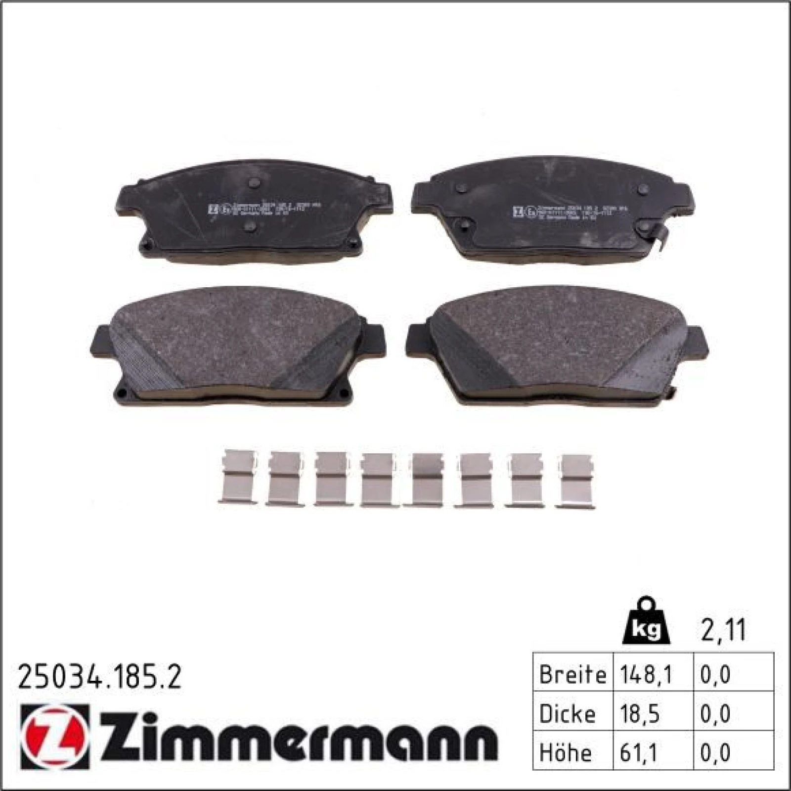 ZIMMERMANN Bremsbeläge 25034.185.2