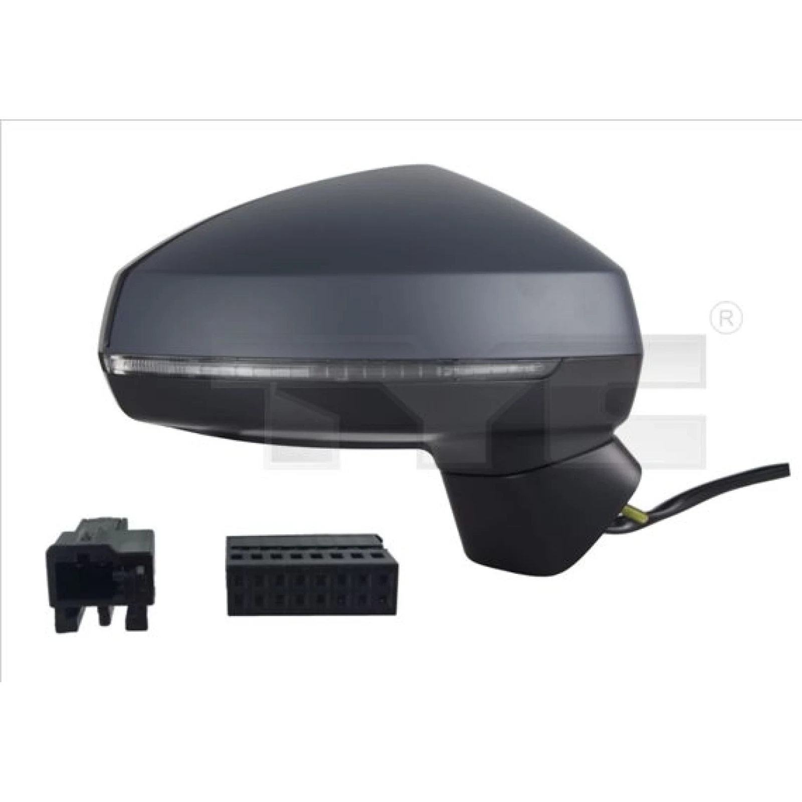 TYC Außenspiegel links elektrisch verstellbar, grundiert, asphärisch, beheizbar, mit Blinker, 8-polig 302-0100 OE Nummer 8V1857409F9B9 - l