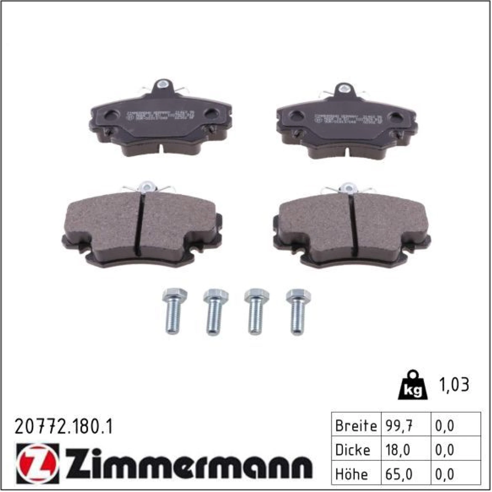 ZIMMERMANN Bremsbeläge 20772.180.1