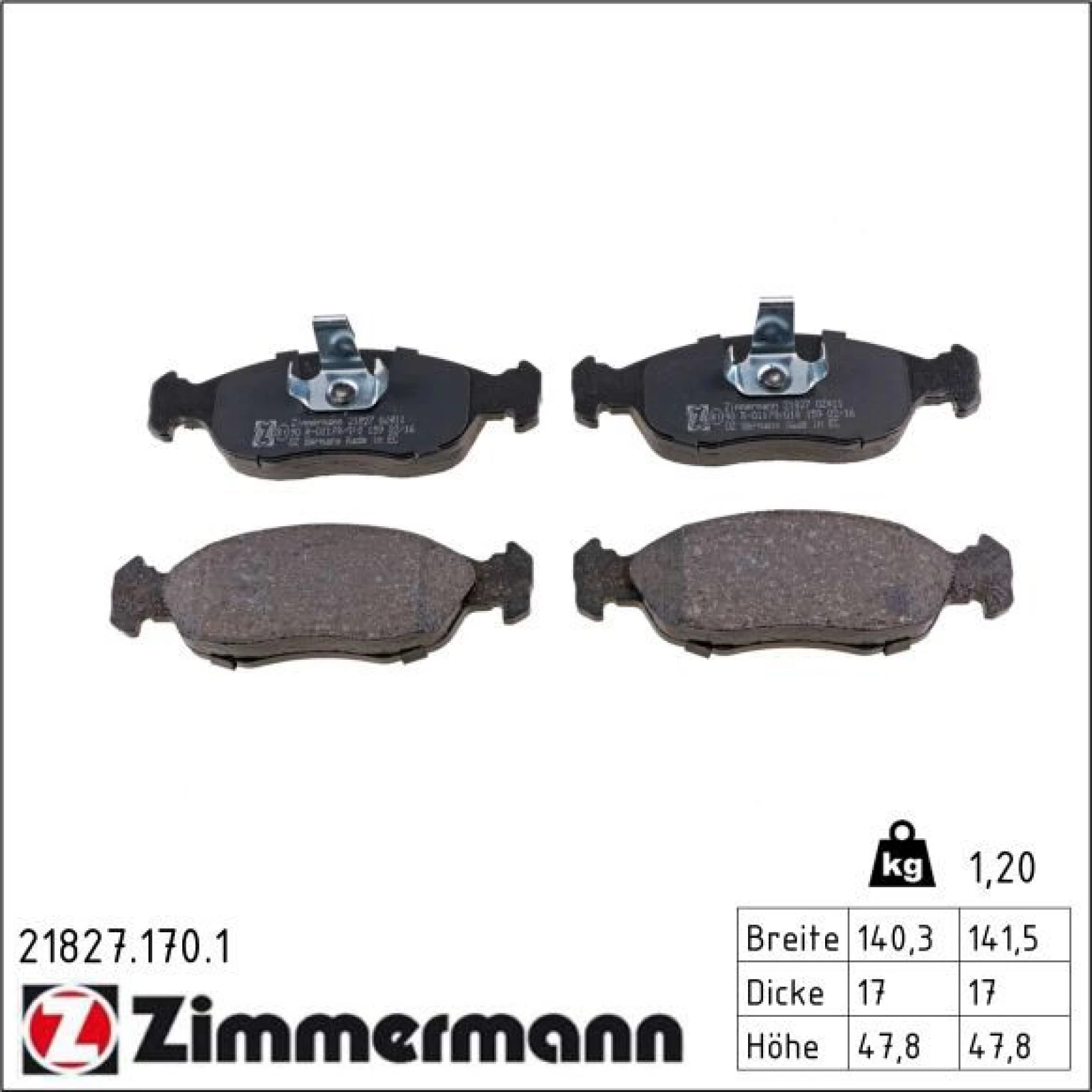 ZIMMERMANN Bremsbeläge 21827.170.1