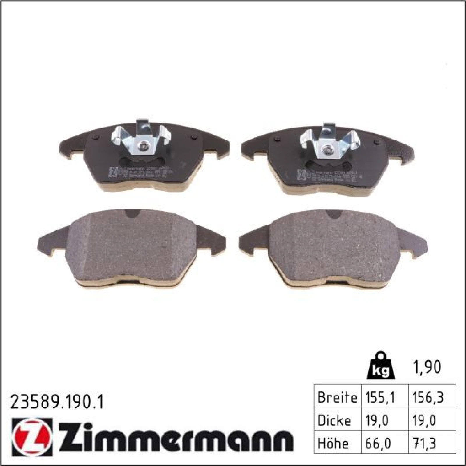 ZIMMERMANN Bremsbeläge 23589.190.1