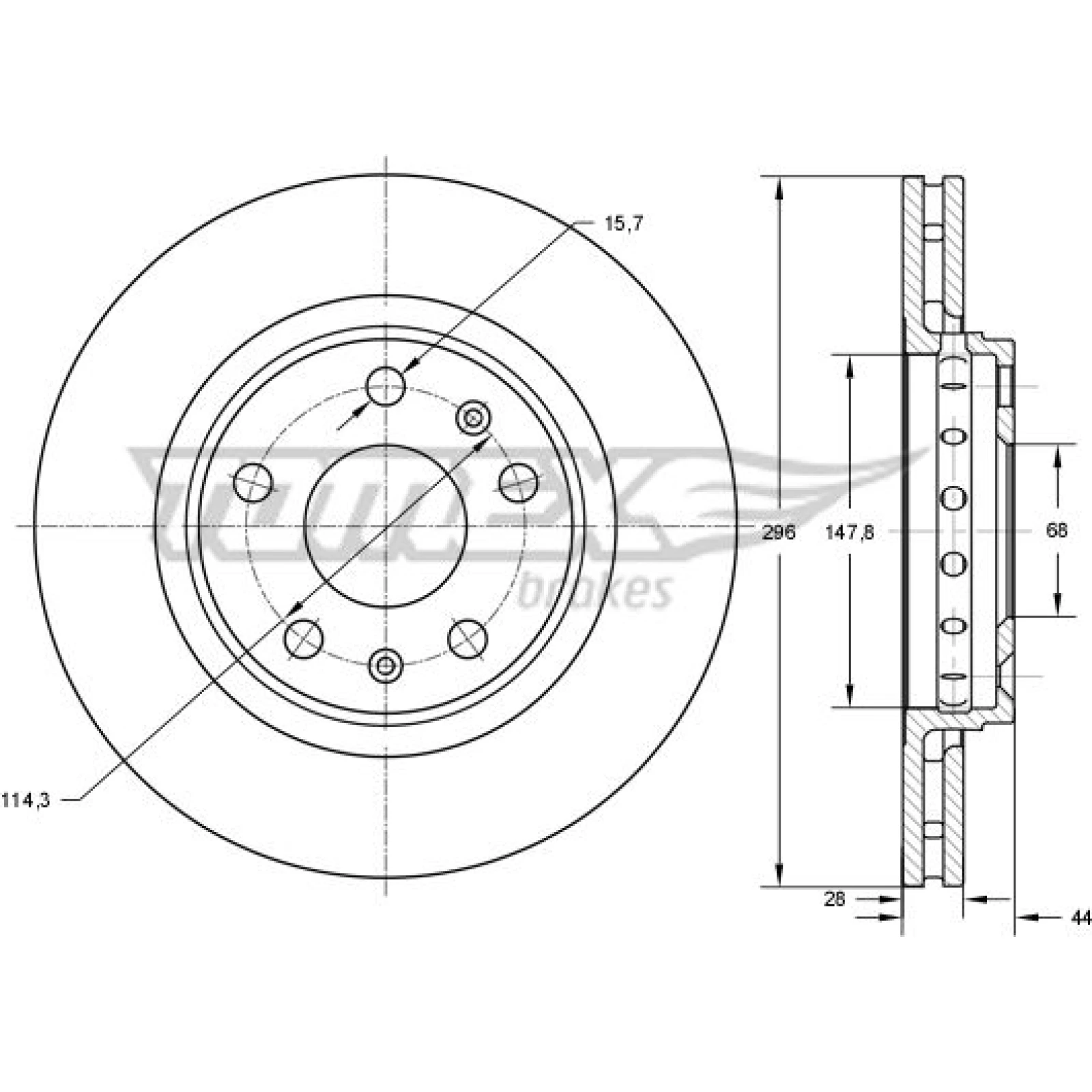 TOMEX brakes Bremsscheibe TX 73-45