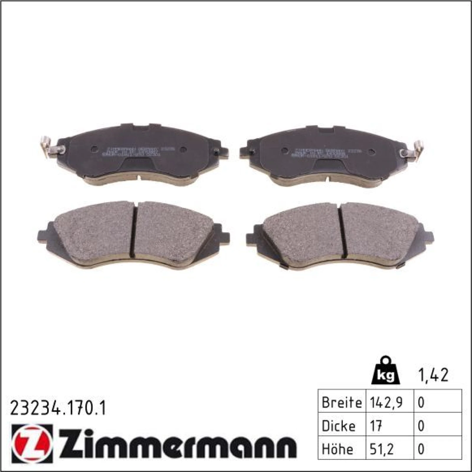 ZIMMERMANN Bremsbeläge 23234.170.1