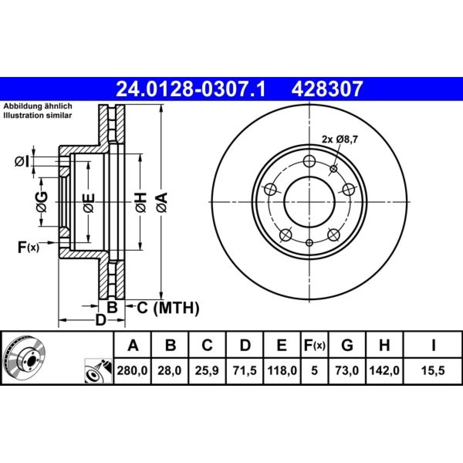 Bremsscheibe 24.0128-0307.1