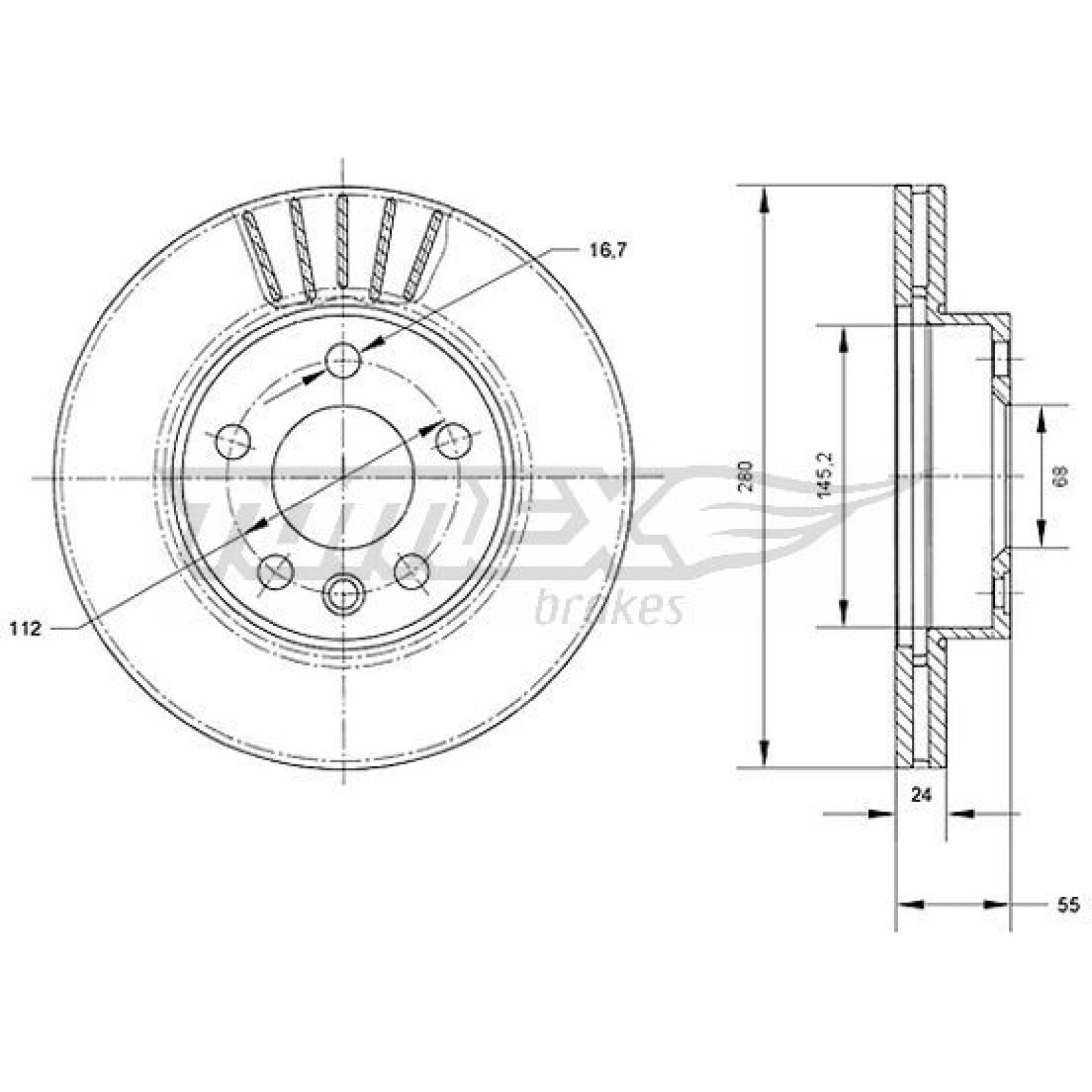 TOMEX brakes Bremsscheibe TX 70-78