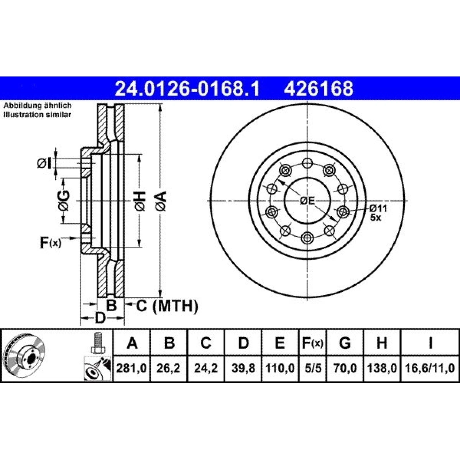 Bremsscheibe 24.0126-0168.1