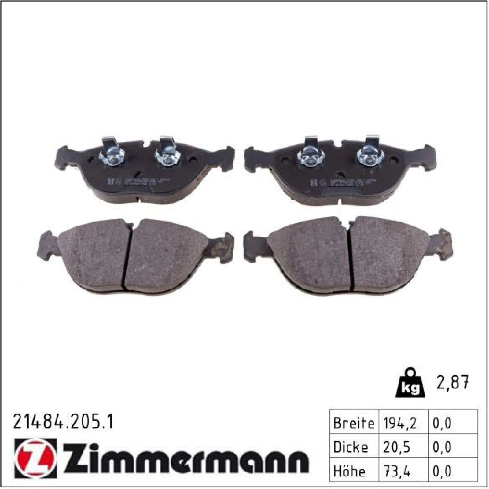 ZIMMERMANN Bremsbeläge 21484.205.1