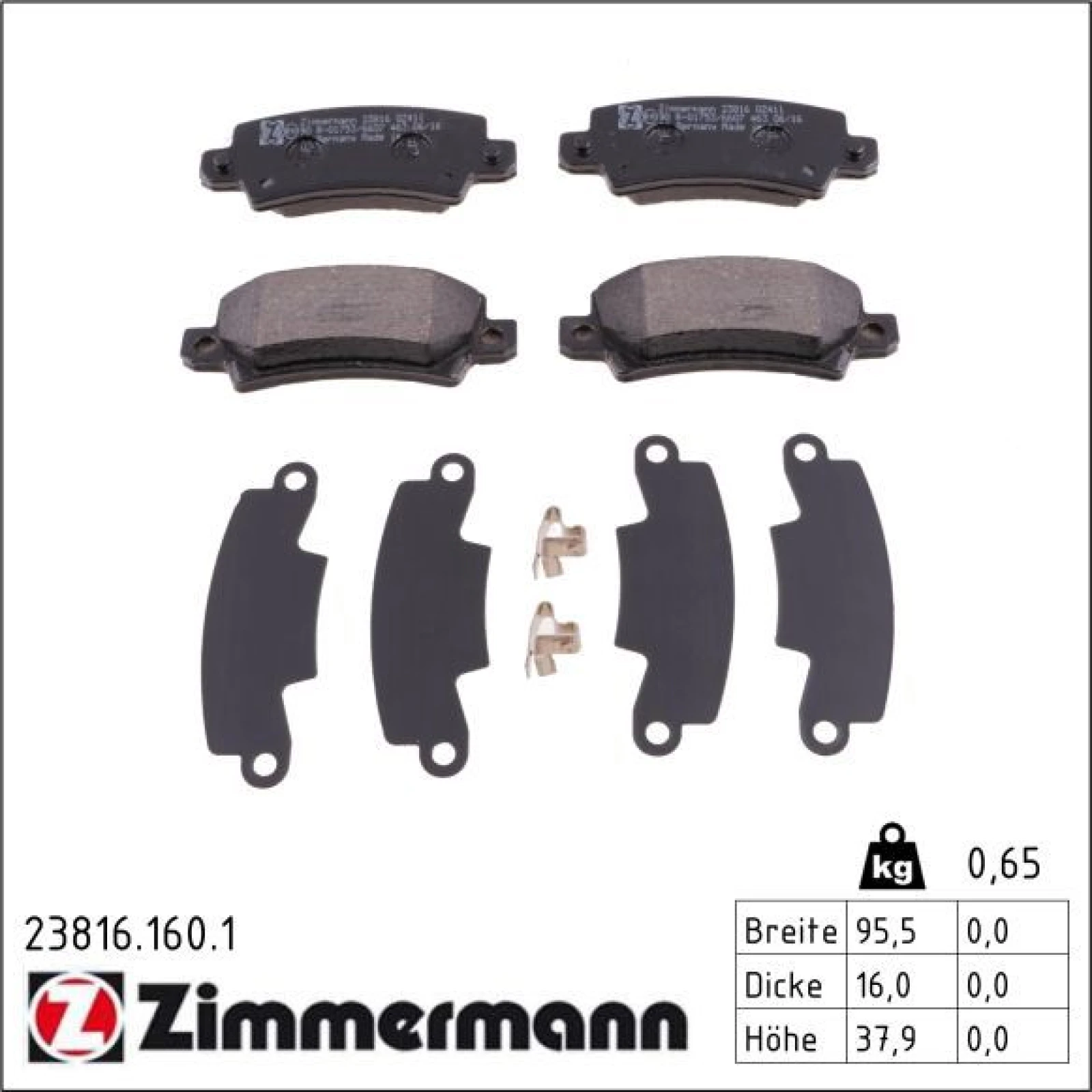 ZIMMERMANN Bremsbeläge 23816.160.1