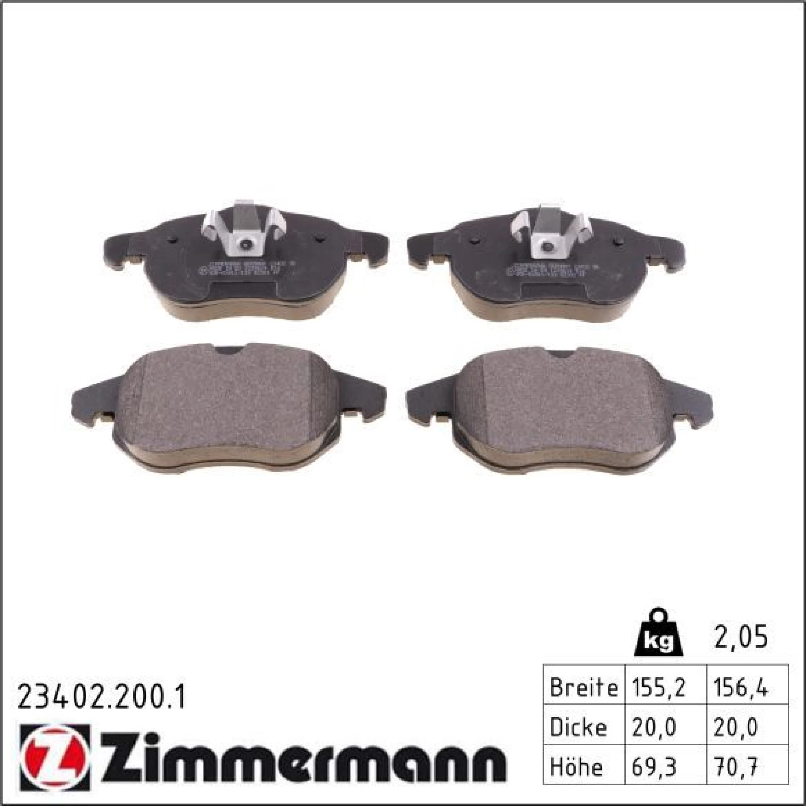ZIMMERMANN Bremsbeläge 23402.200.1